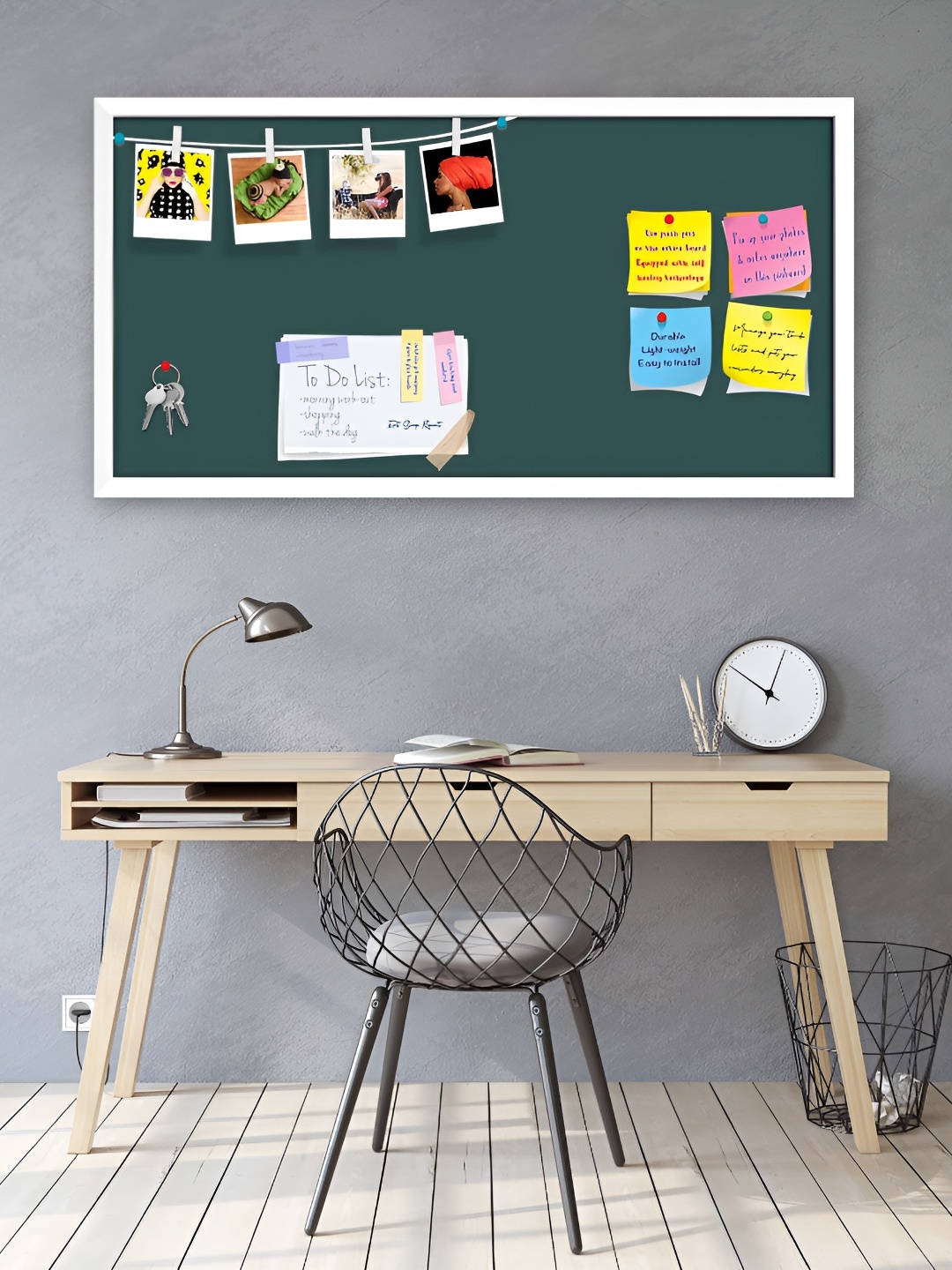 ArtzFolio White Printed Wooden Bulletin Board With Sticky Notes