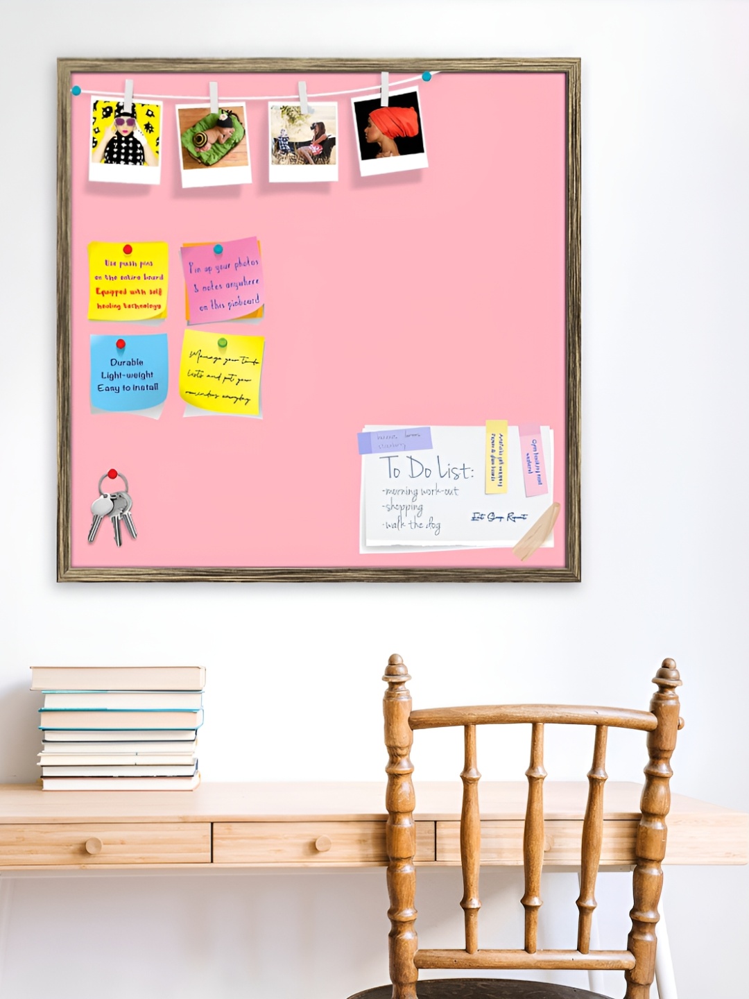 

ArtzFolio Gold Toned & Pink Wooden Bulletin Board