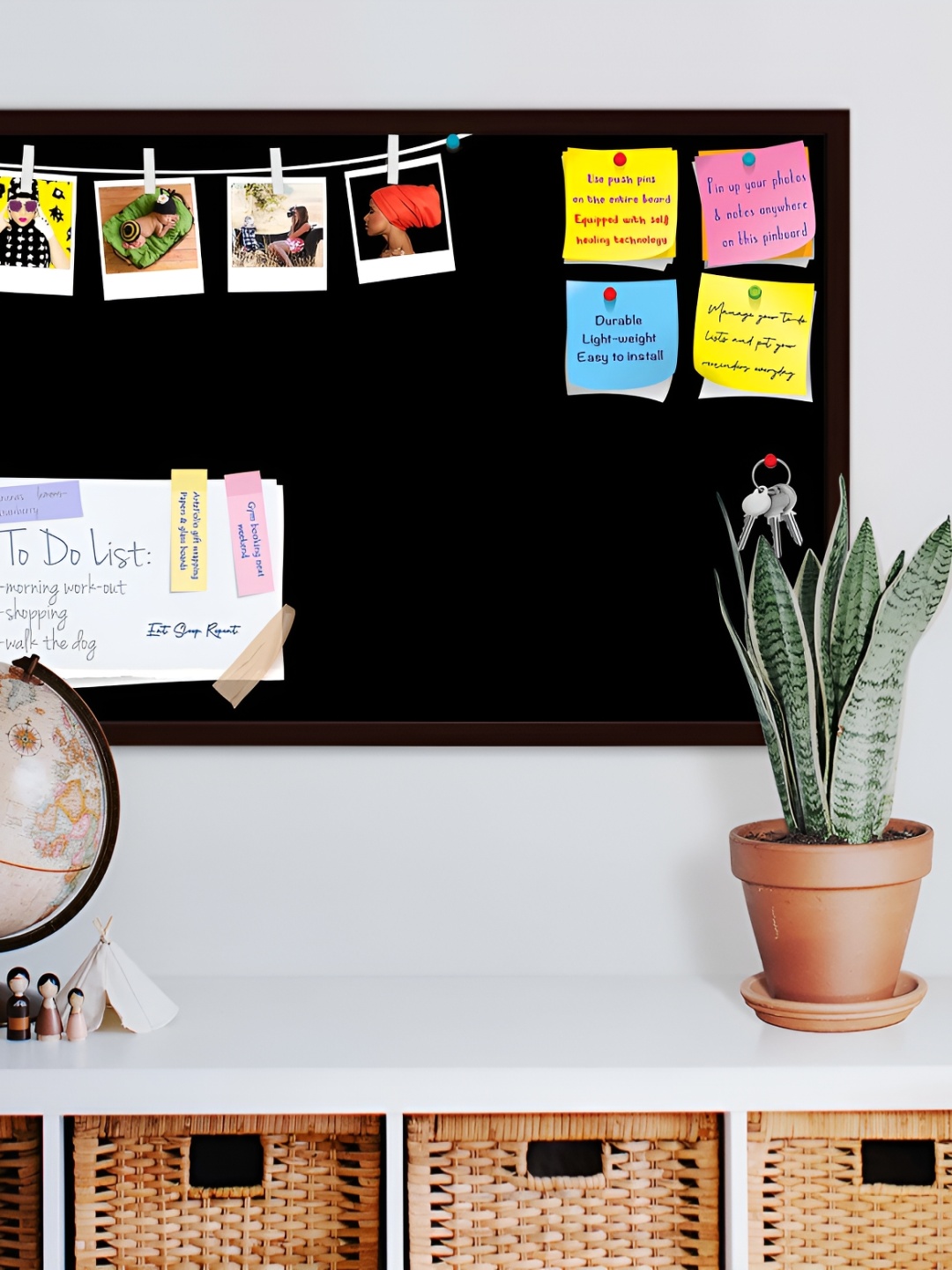 

ArtzFolio Black Printed Wooden Bulletin Board With Sticky Notes