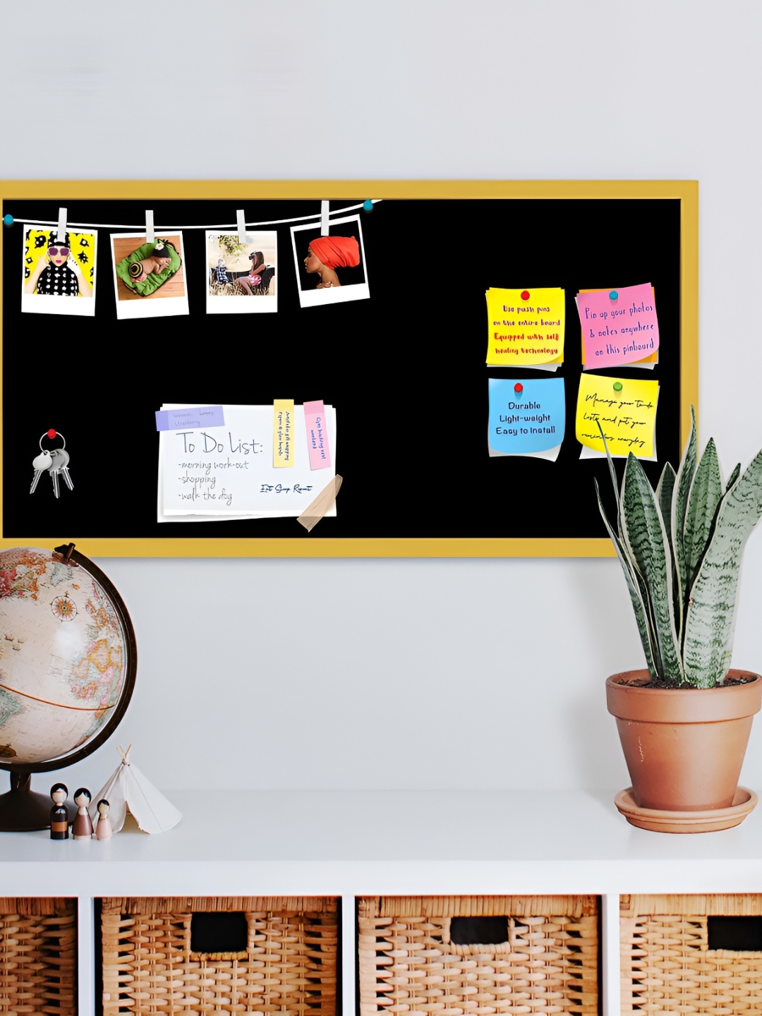 

ArtzFolio Black & Blue Wooden Bulletin Board With Sticky Notes