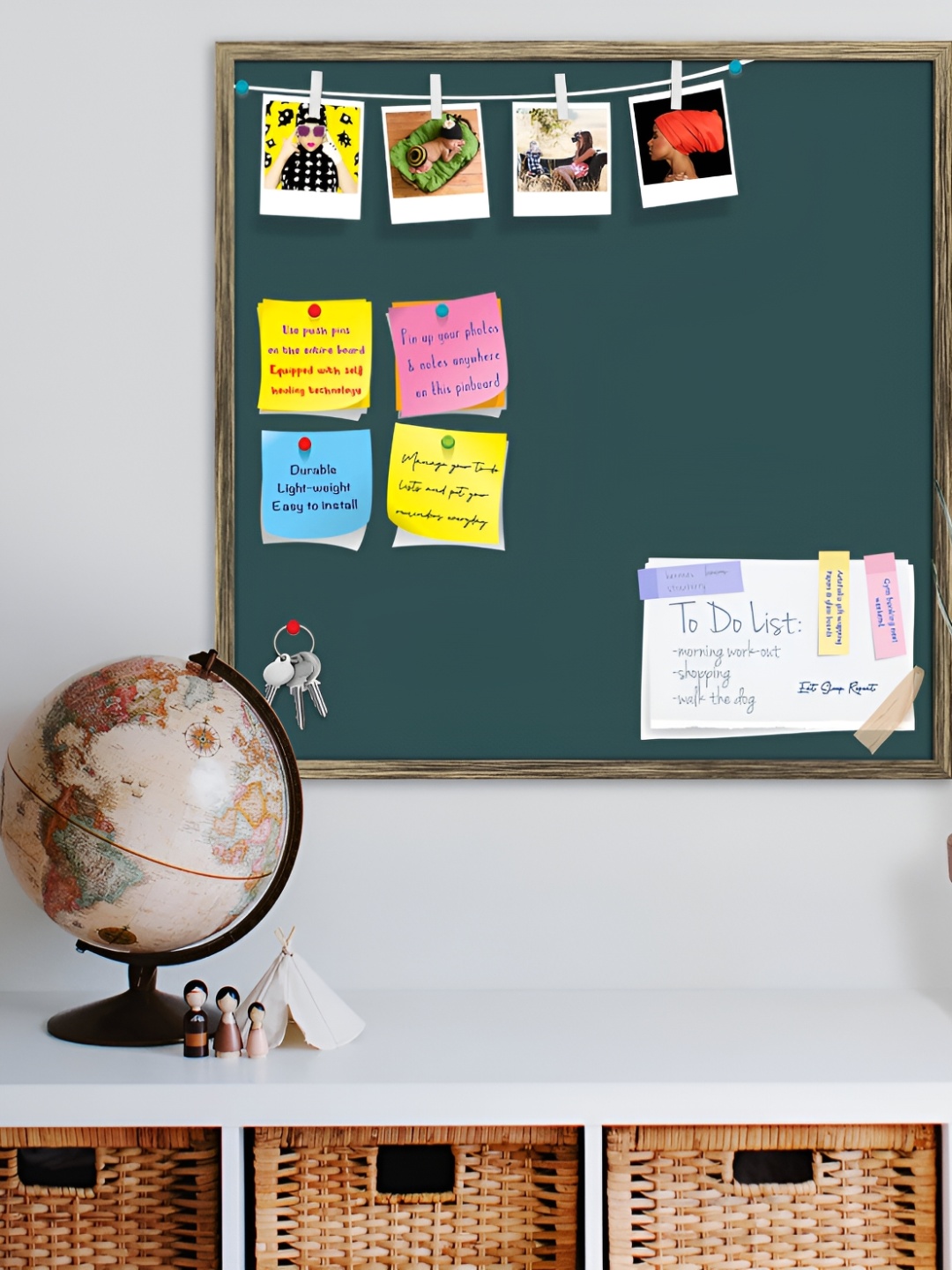 

ArtzFolio Greys Family Dark Slate Coloured Wooden Bulletin Board With Push Pin, Gold