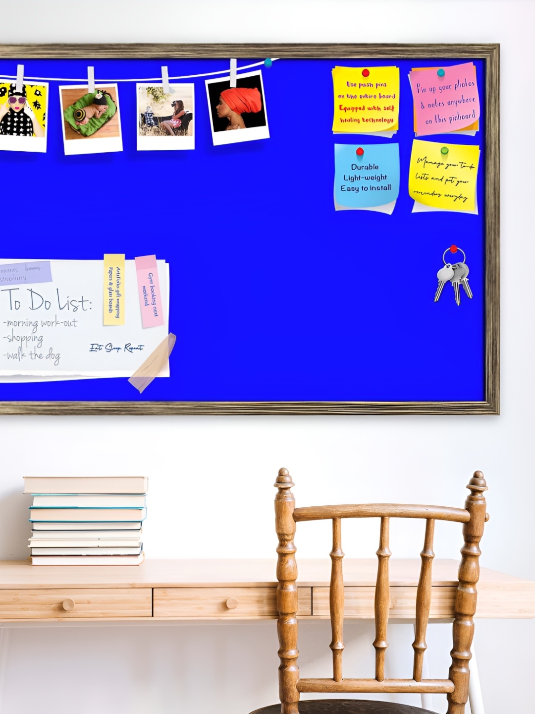

ArtzFolio Copper Toned & Blue Wooden Bulletin Board With Sticky Notes Wall Hanging Decor