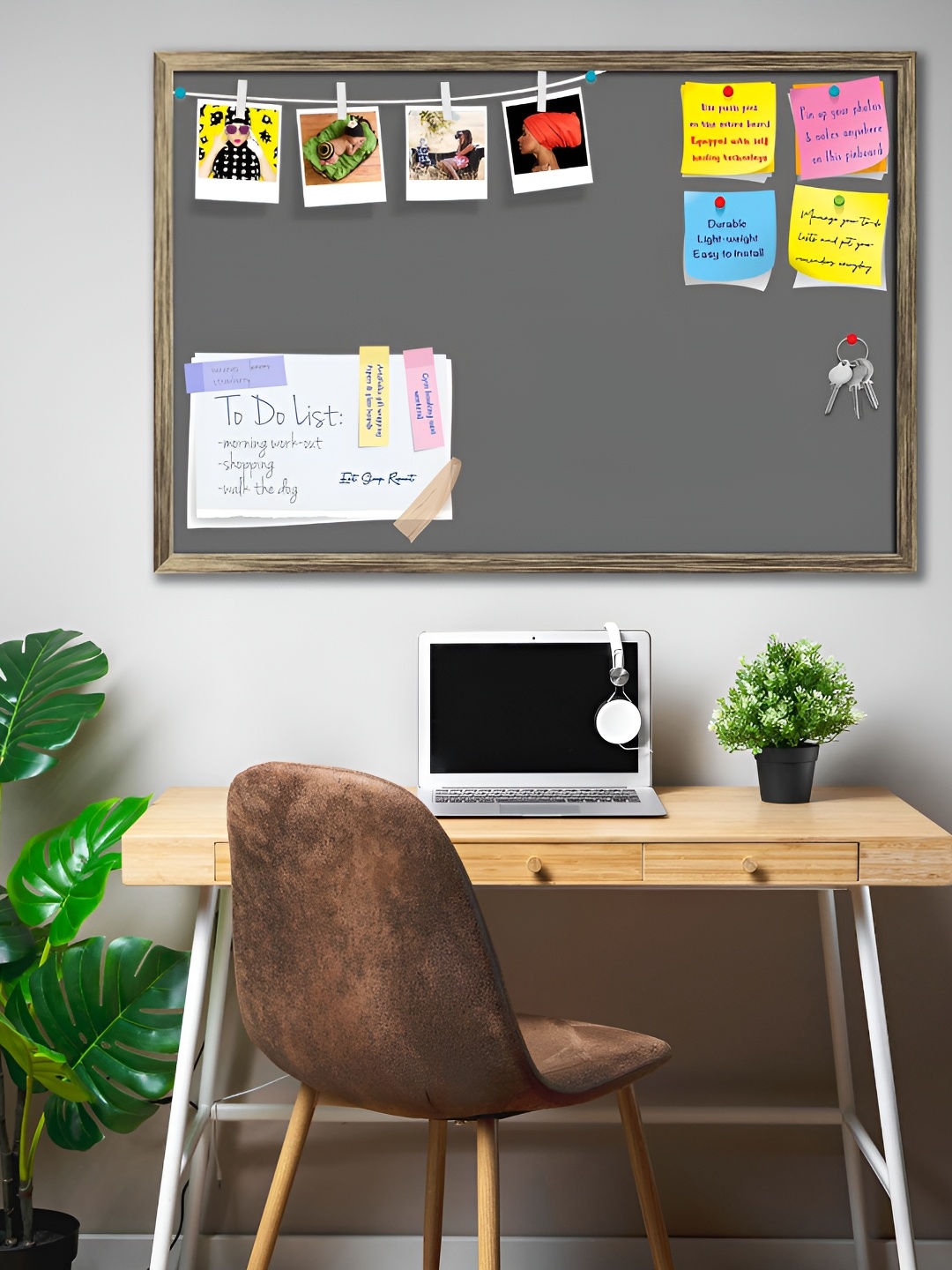 

ArtzFolio Grey Wooden Bulletin Board With Sticky Notes