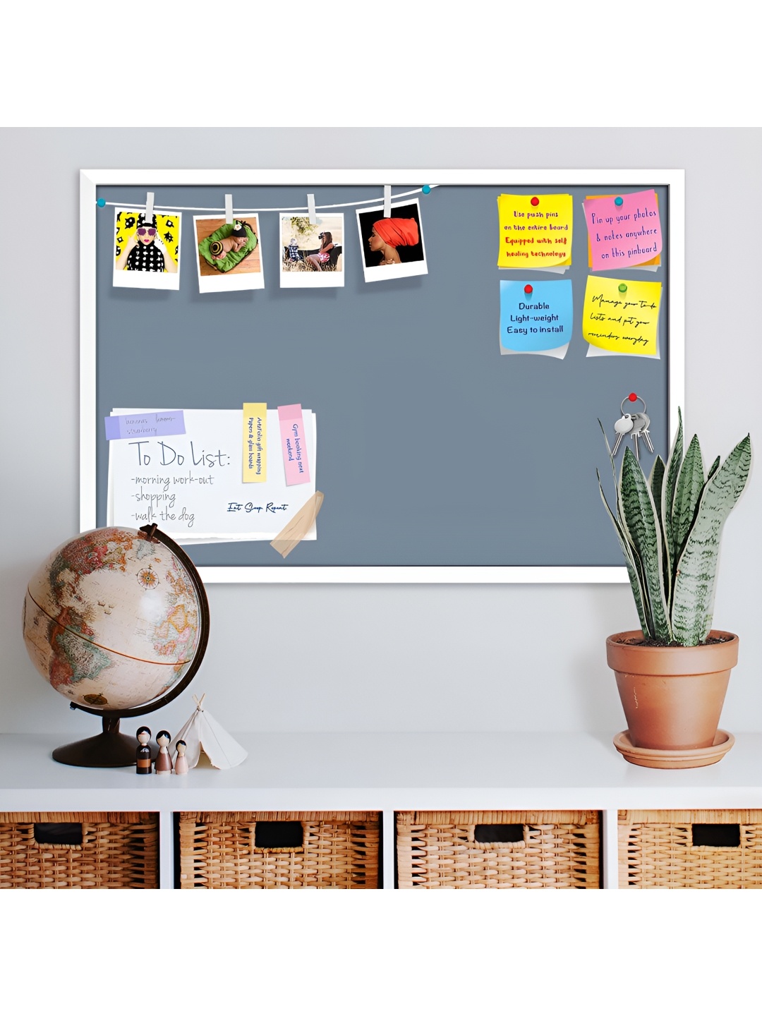 

ArtzFolio White & Grey Wooden Bulletin Board Wall Decor