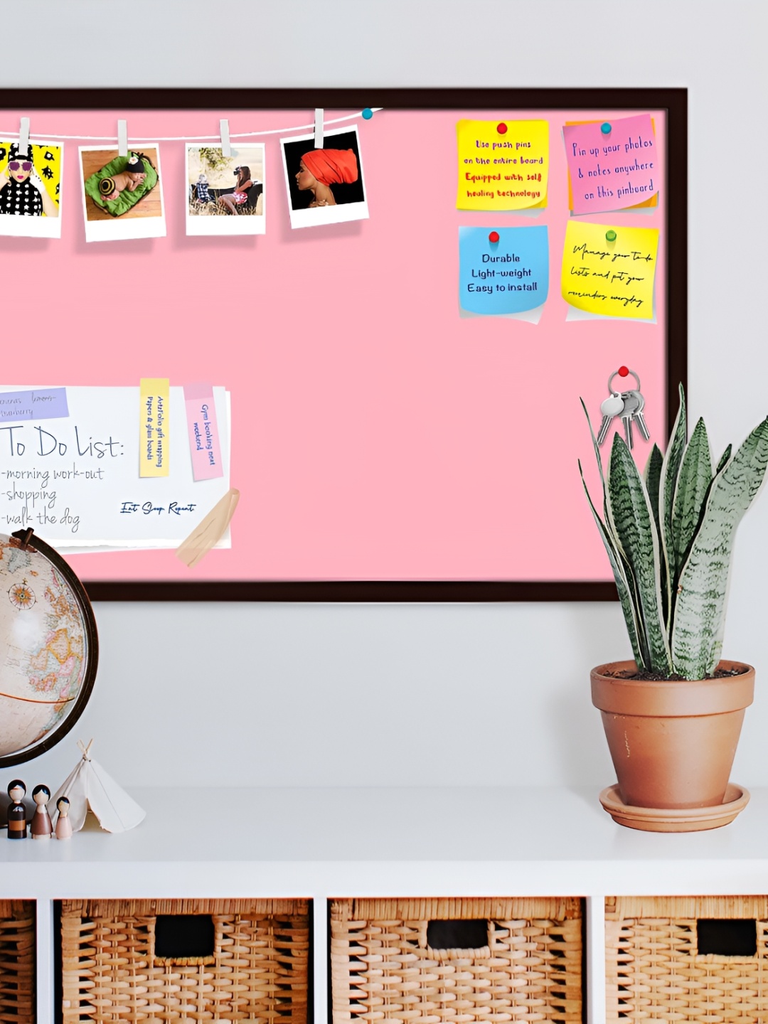 ArtzFolio Pink & Blue Wooden Bulletin Board With Sticky Notes