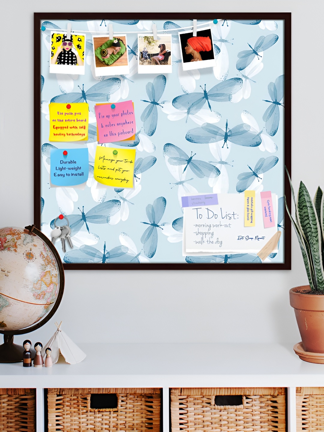 

ArtzFolio Brown & Blue Printed Wooden Bulletin Board Wall Decor