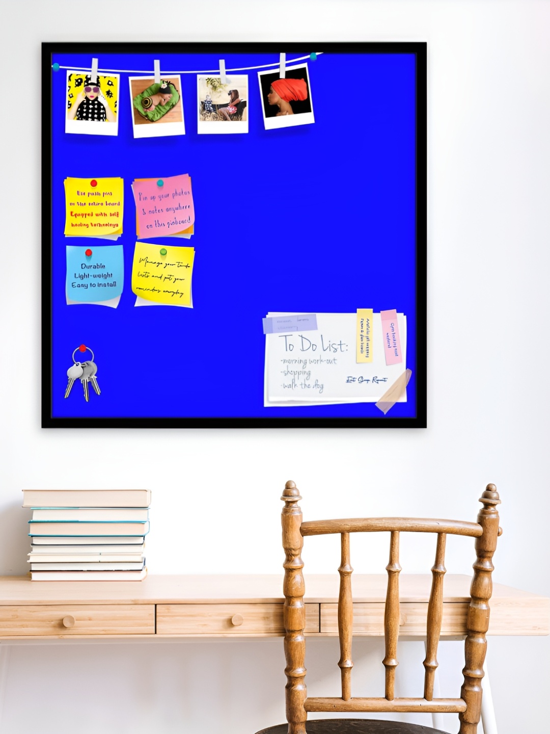 

ArtzFolio Black & Blue Printed Wooden Bulletin Board With Sticky Notes