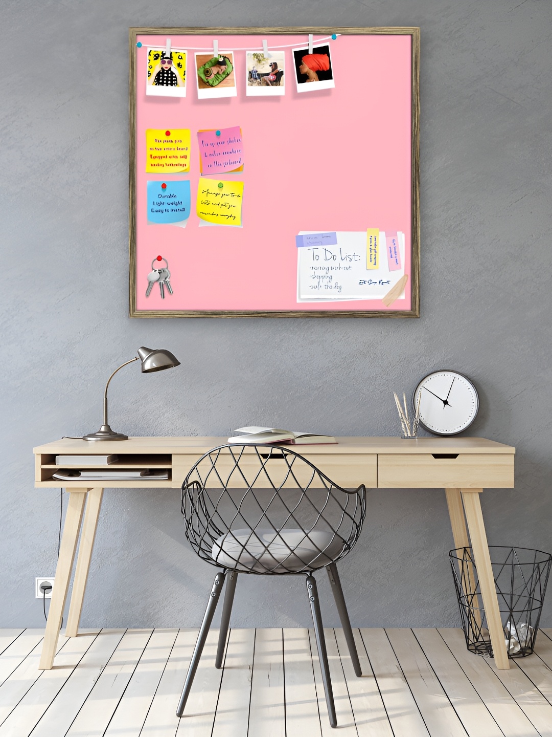 

ArtzFolio Brown & Pink Wooden Bulletin Board With Sticky Notes Wall Hanging Decor