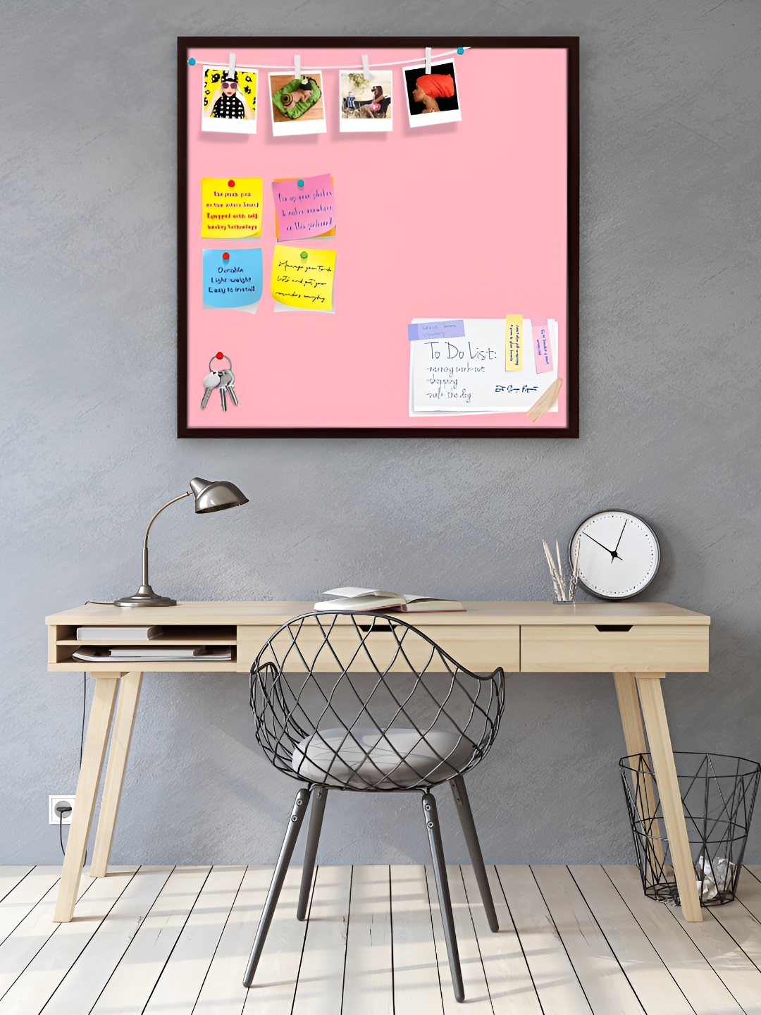 

ArtzFolio Brown & Pink Wooden Bulletin Board With Sticky Notes