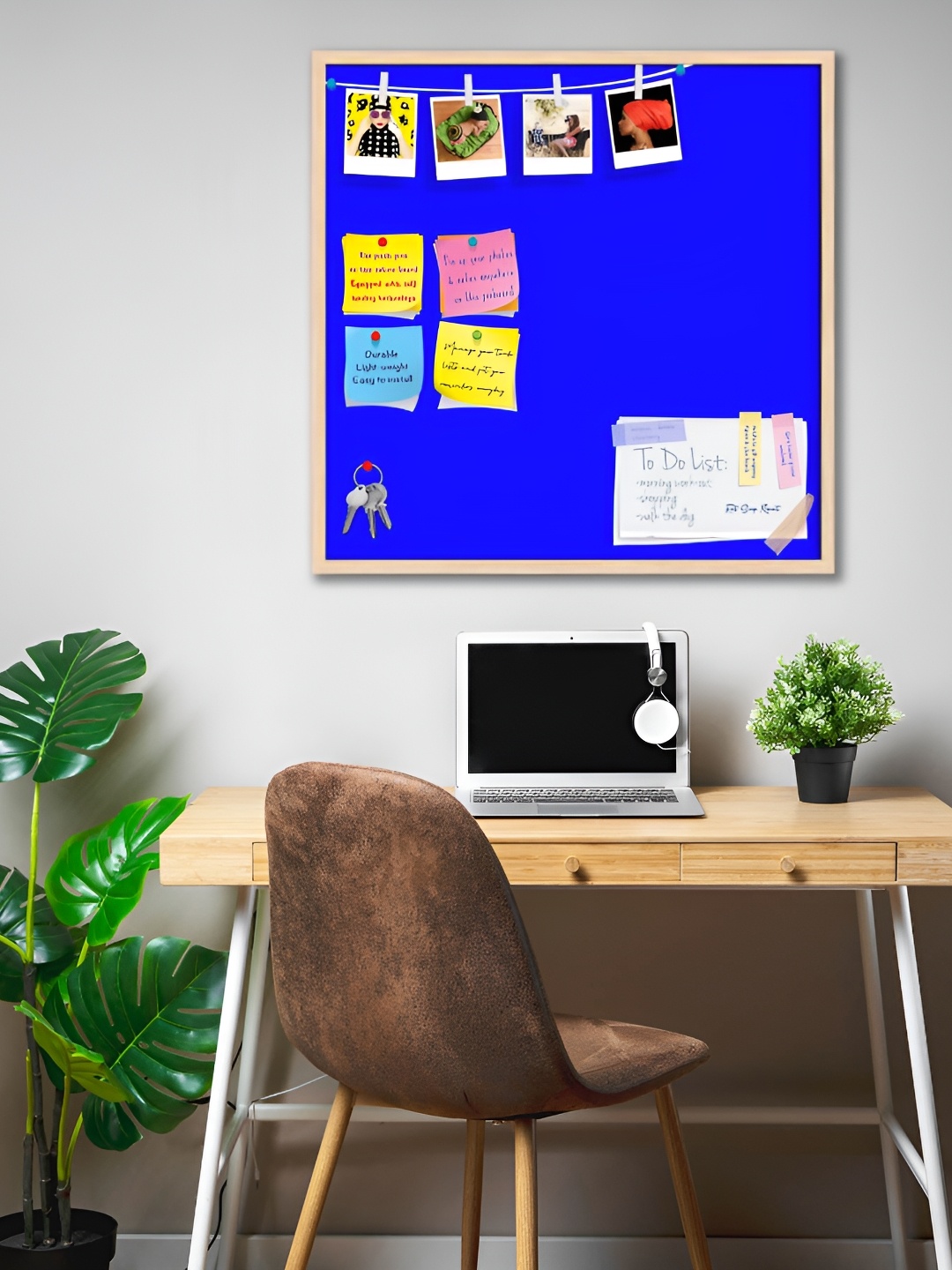 

ArtzFolio Camel Brown & Blue Wooden Bulletin Board With Sticky Notes