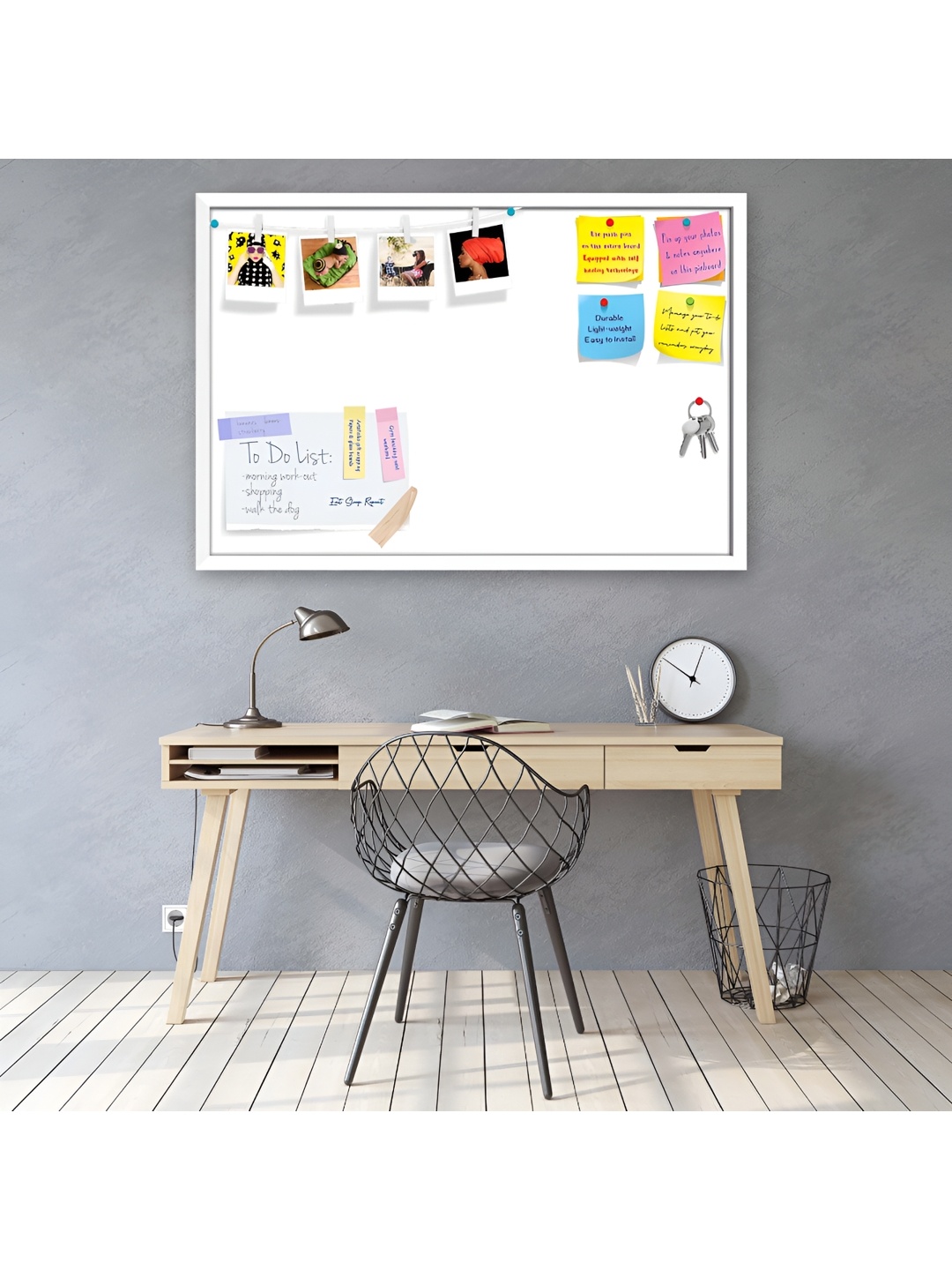 

ArtzFolio White Printed Wooden Bulletin Board With Sticky Notes
