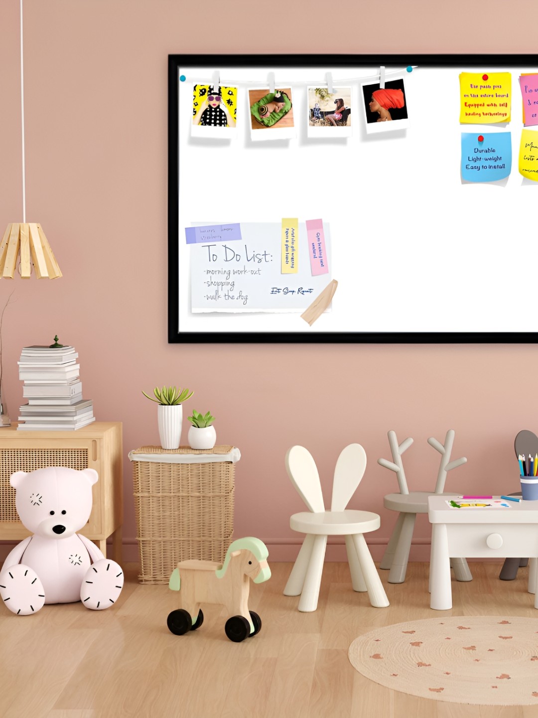 

ArtzFolio Black & White family Coloured Wooden Bulletin Board With Push Pin & Sticky Notes