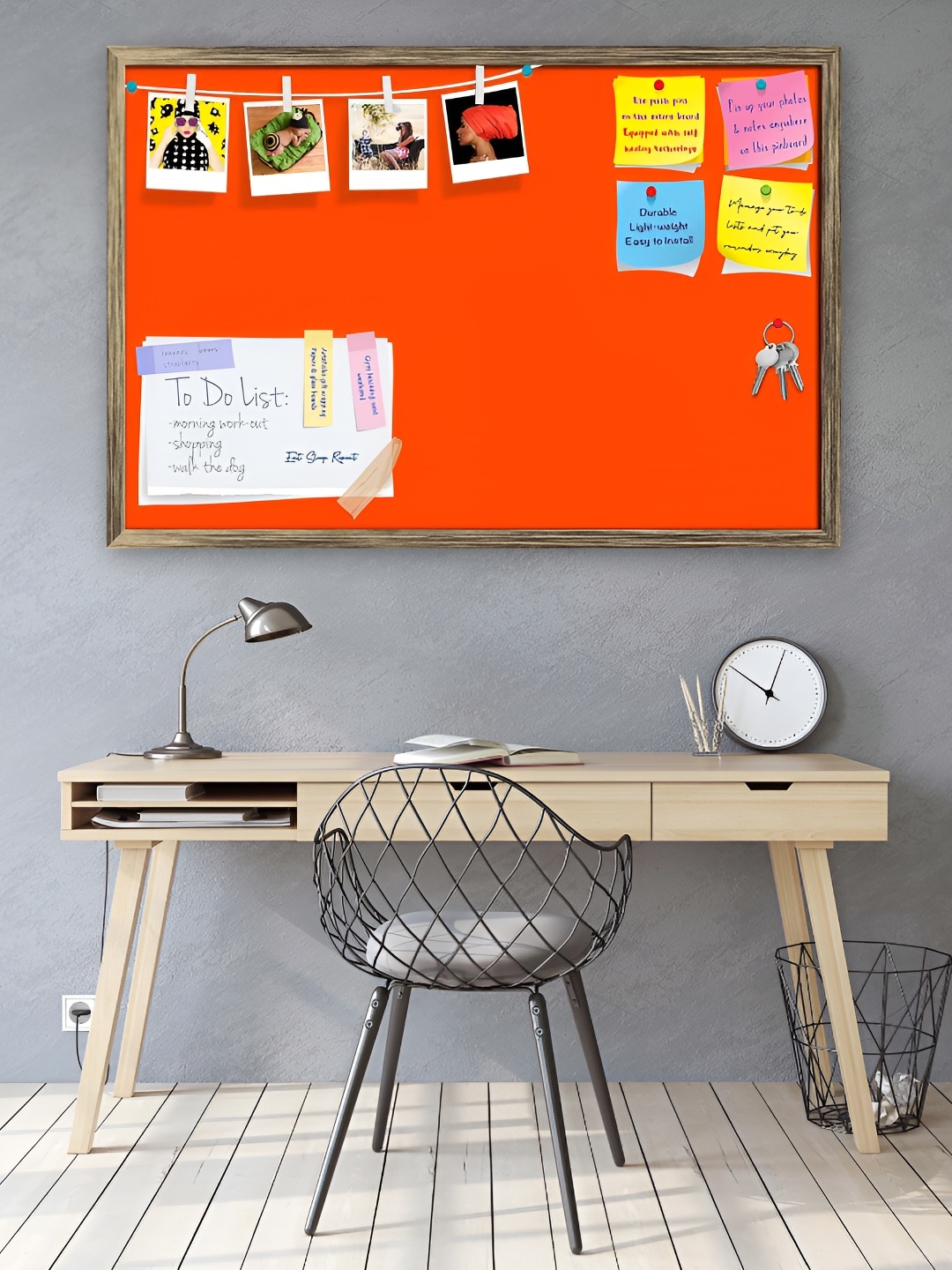 

ArtzFolio Brown & Orange Wooden Bulletin Board Wall Decor, Gold