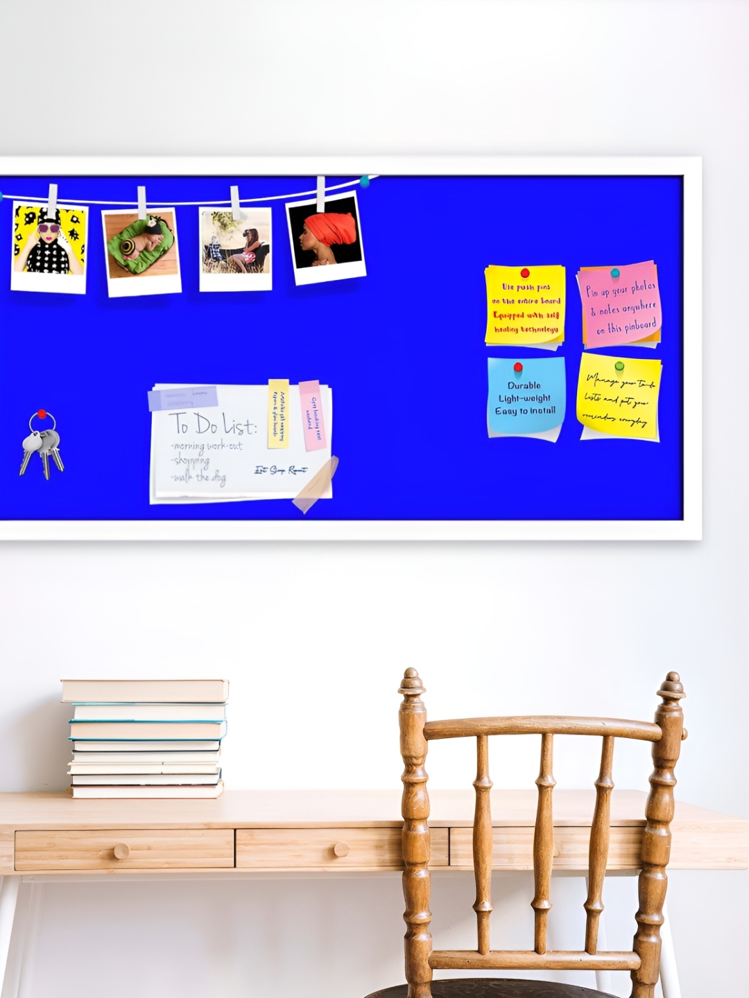 

ArtzFolio White & Blue Cyans Family Blue Colour Printed Wooden Bulletin Board With Sticky