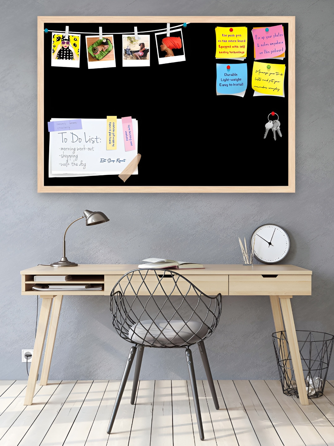 

ArtzFolio Brown & Yellow Printed Wooden Bulletin Board With Sticky Wall Hangings Decor