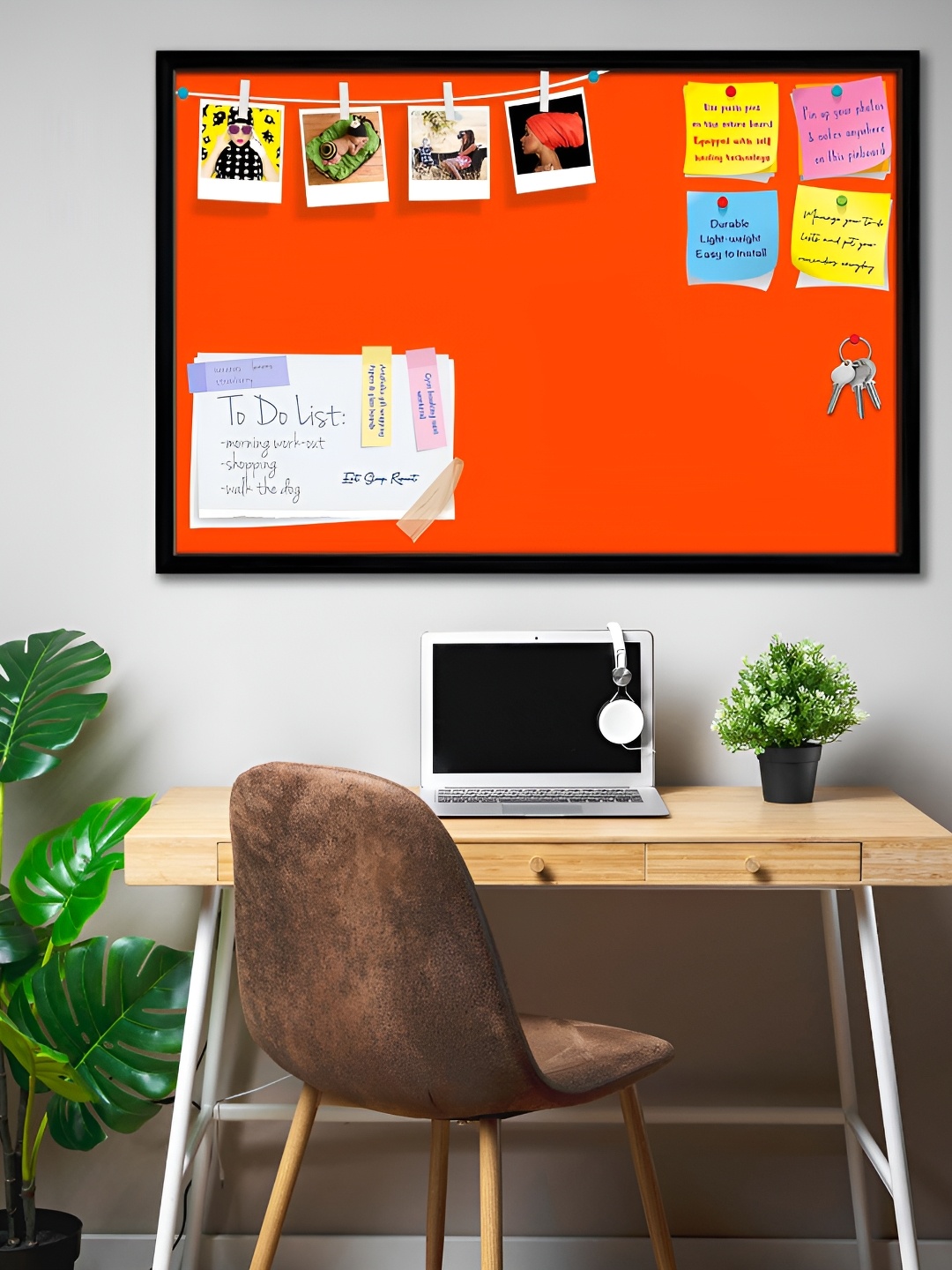 

ArtzFolio Orange Colored Printed Wooden Bulletin Board With Sticky Notes
