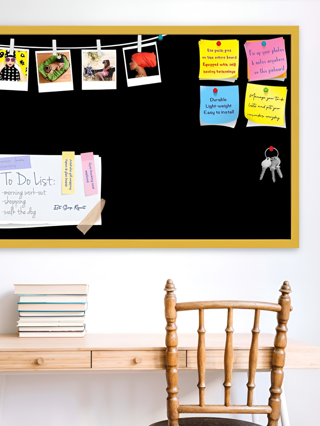 ArtzFolio Grey Family Coloured Wooden Bulletin Board With Push Pin & Sticky Notes