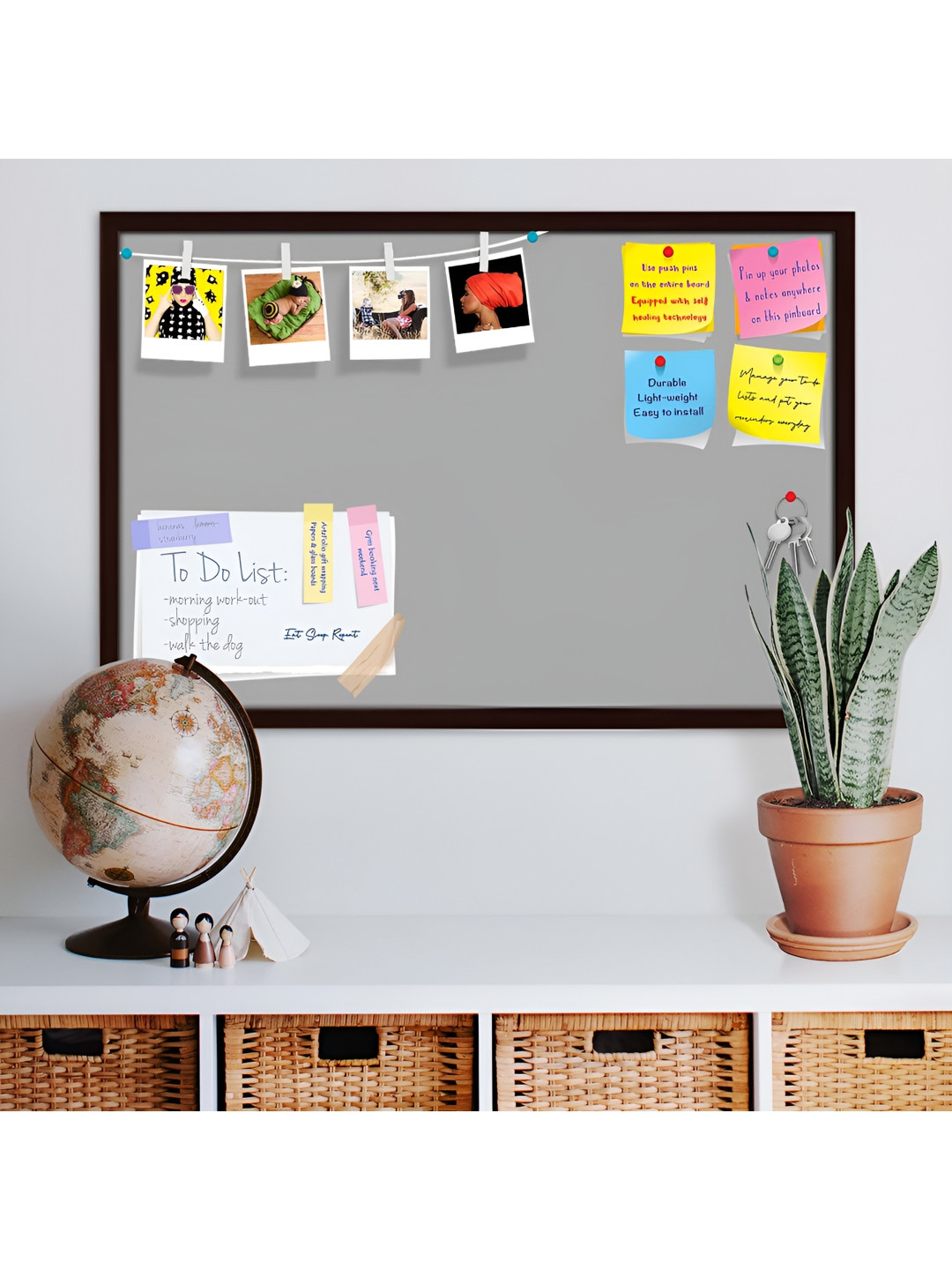 

ArtzFolio Brown Grey Family Dark Grey Coloured Wooden Bulletin Board With Sticky Notes