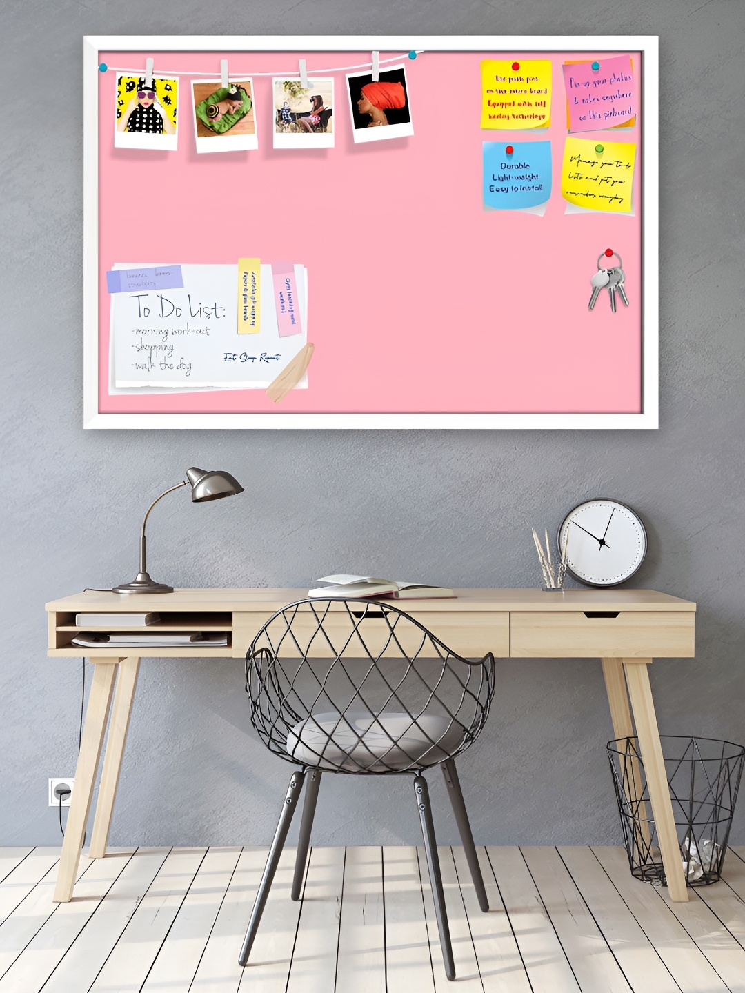 

ArtzFolio White Pinks Family Light Pink Colour Printed Wooden Bulletin Board With Sticky