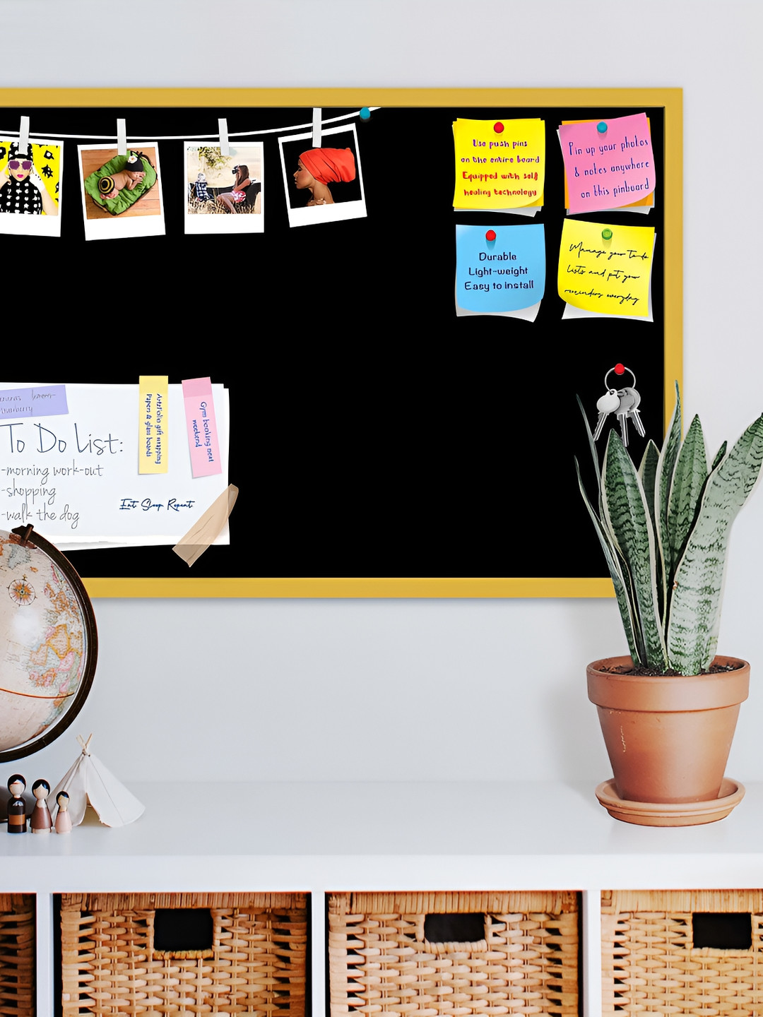 

ArtzFolio Brown Greys Family Black Colour Printed Wooden Bulletin Board With Sticky Notes