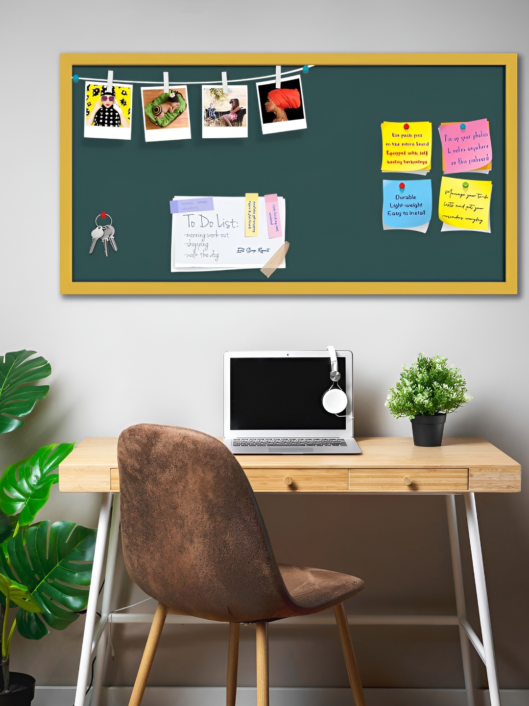 

ArtzFolio Teal Wooden Bulletin Board With Sticky Notes, Gold