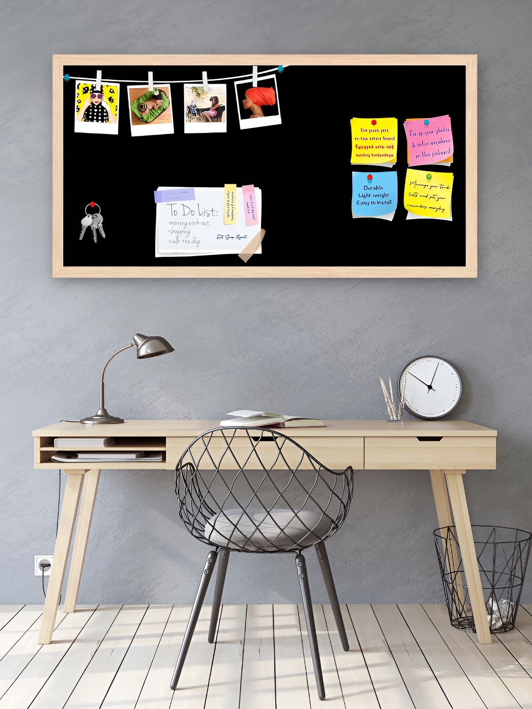 

ArtzFolio Brown Wooden Bulletin Board With Sticky Notes Wall Hanging Decor