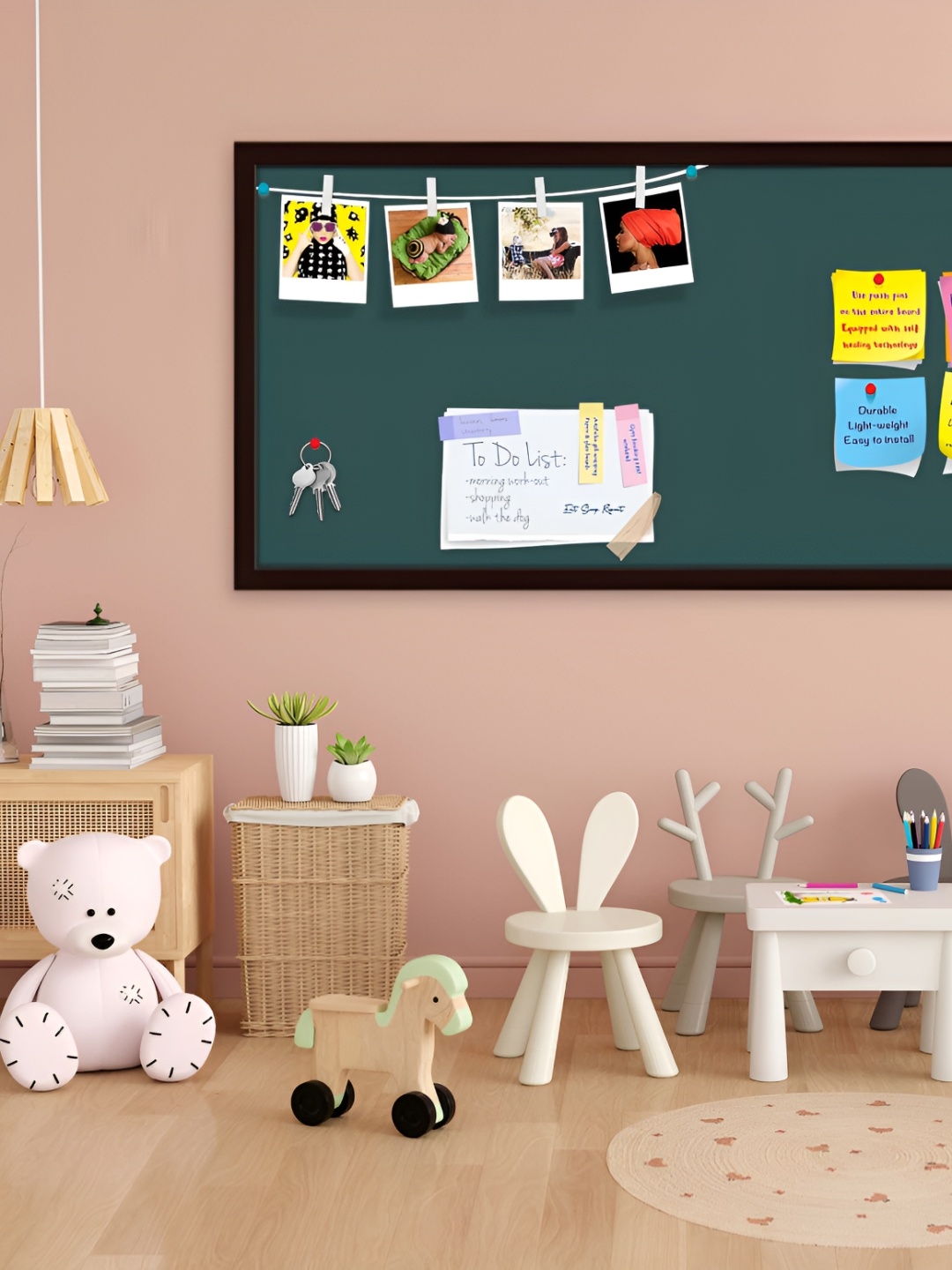 

ArtzFolio Brown & Grey Printed Wooden Bulletin Board With Sticky Notes