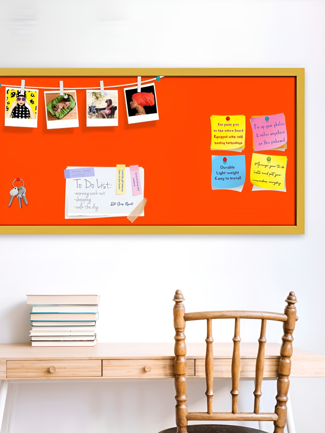 

ArtzFolio Oranges Family Coloured Wooden Bulletin Board With Push Pin & Sticky Notes, Gold