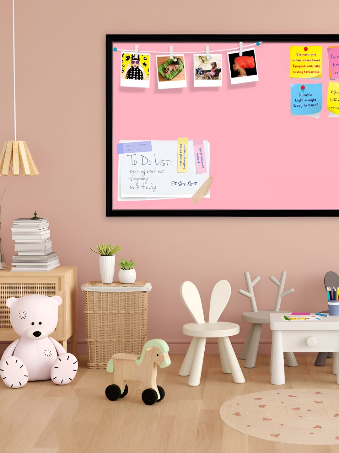 ArtzFolio Pink & Blue Wooden Bulletin Board With Sticky Notes