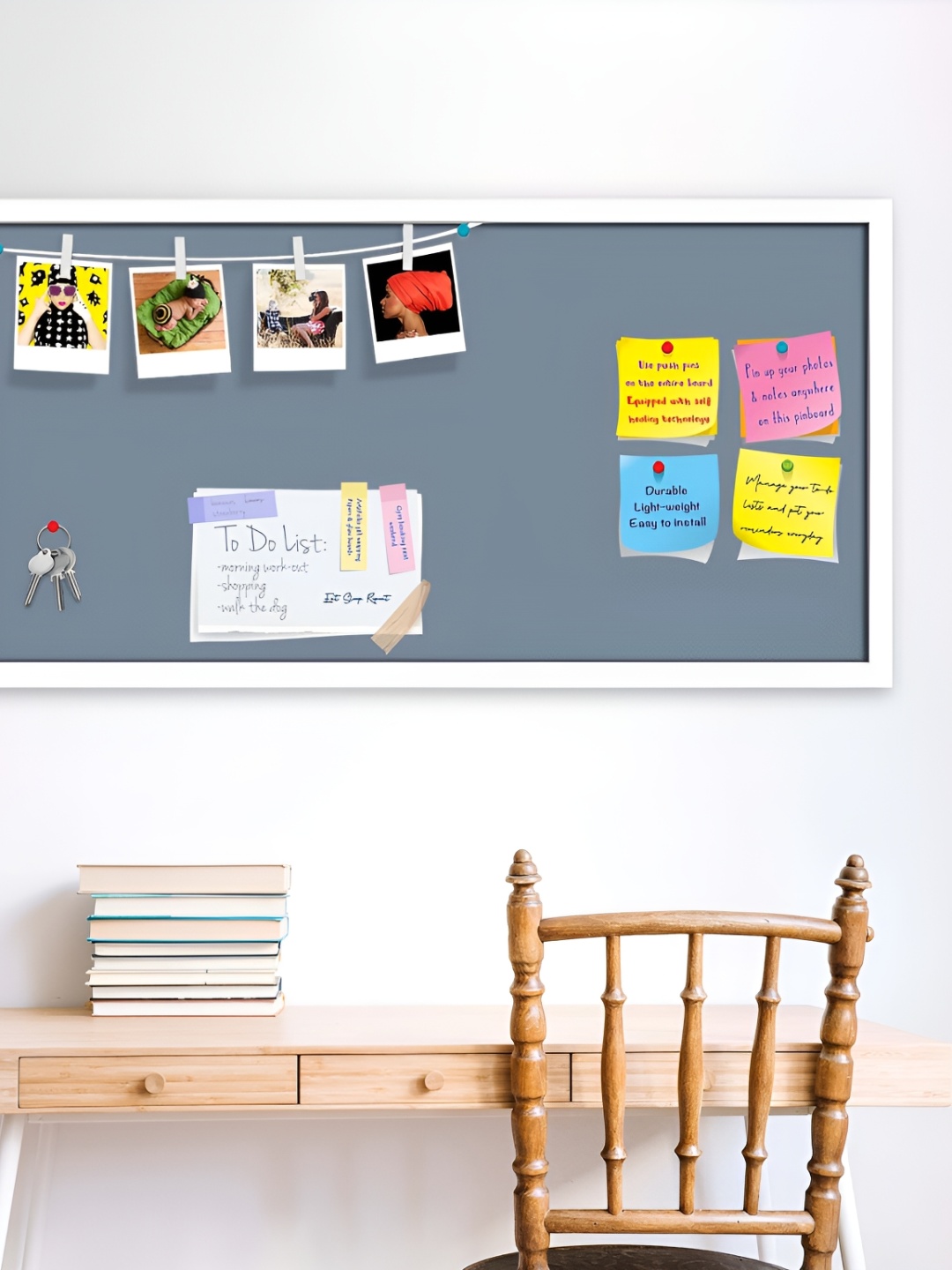 

ArtzFolio White & Grey Wooden Bulletin Board With Sticky Notes Wall Hanging Decor