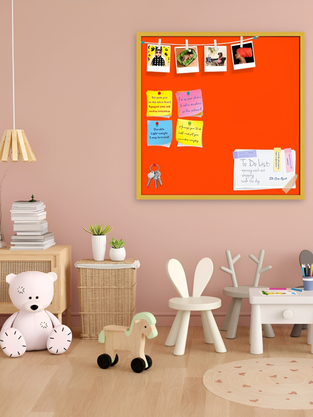 

ArtzFolio Orange-Coloured Printed Wooden Bulletin Board With Sticky Notes