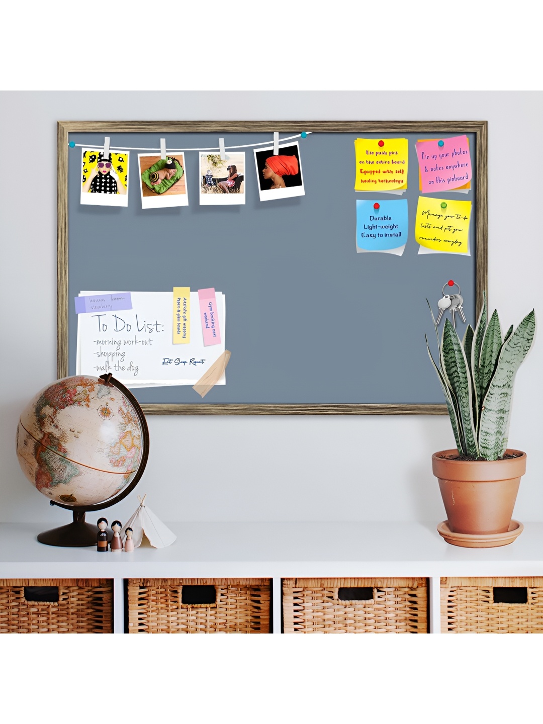 

ArtzFolio Grey Wooden Bulletin Board With Sticky Note Wall Hanging Decor
