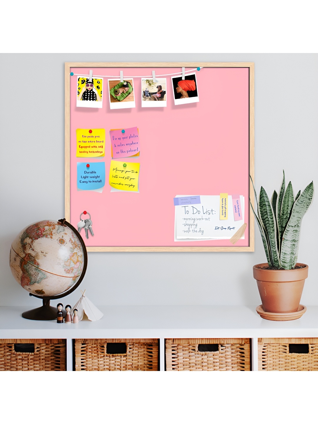 

ArtzFolio Gold Toned & Pink Wooden Bulletin Board