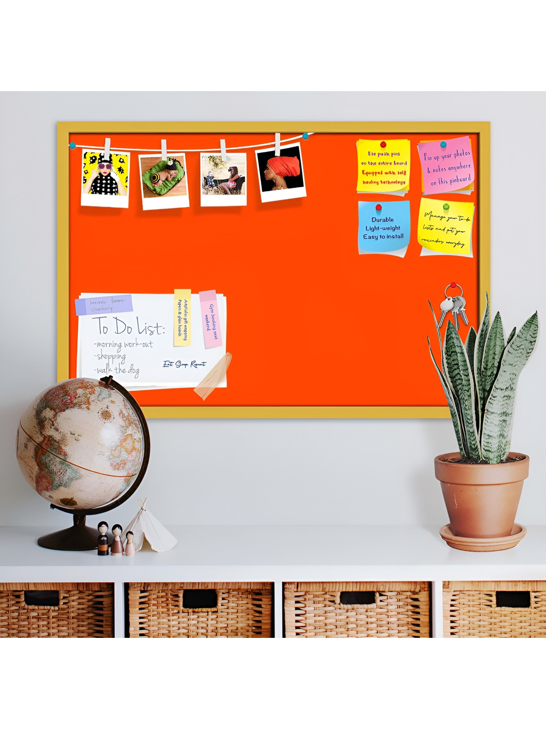 

ArtzFolio Orange & Blue Wooden Bulletin Board With Sticky Notes