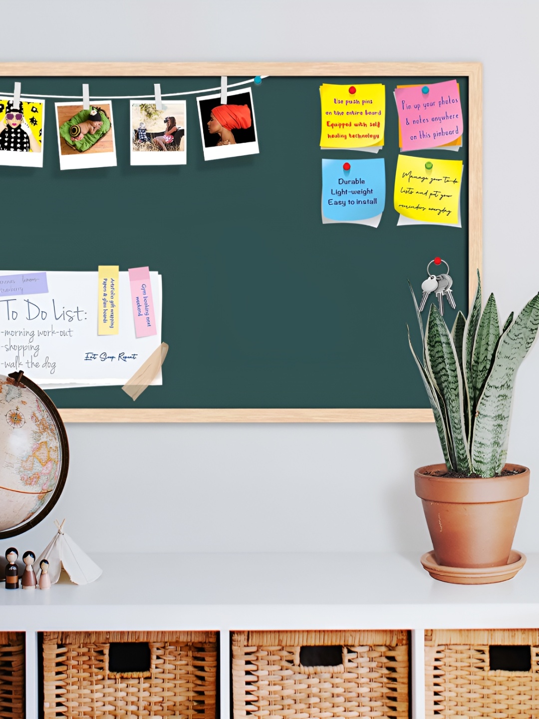 

ArtzFolio Green & Brown Wooden Bulletin Board With Sticky Notes Wall Hanging Decor