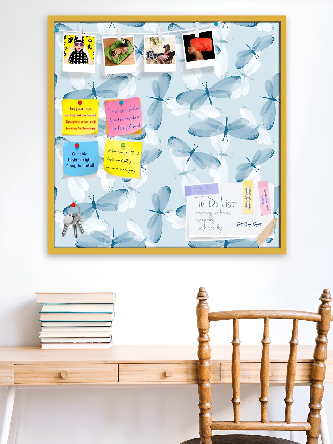 

ArtzFolio Brown Butterflies D2 Printed Wooden Bulletin Board With Sticky Notes