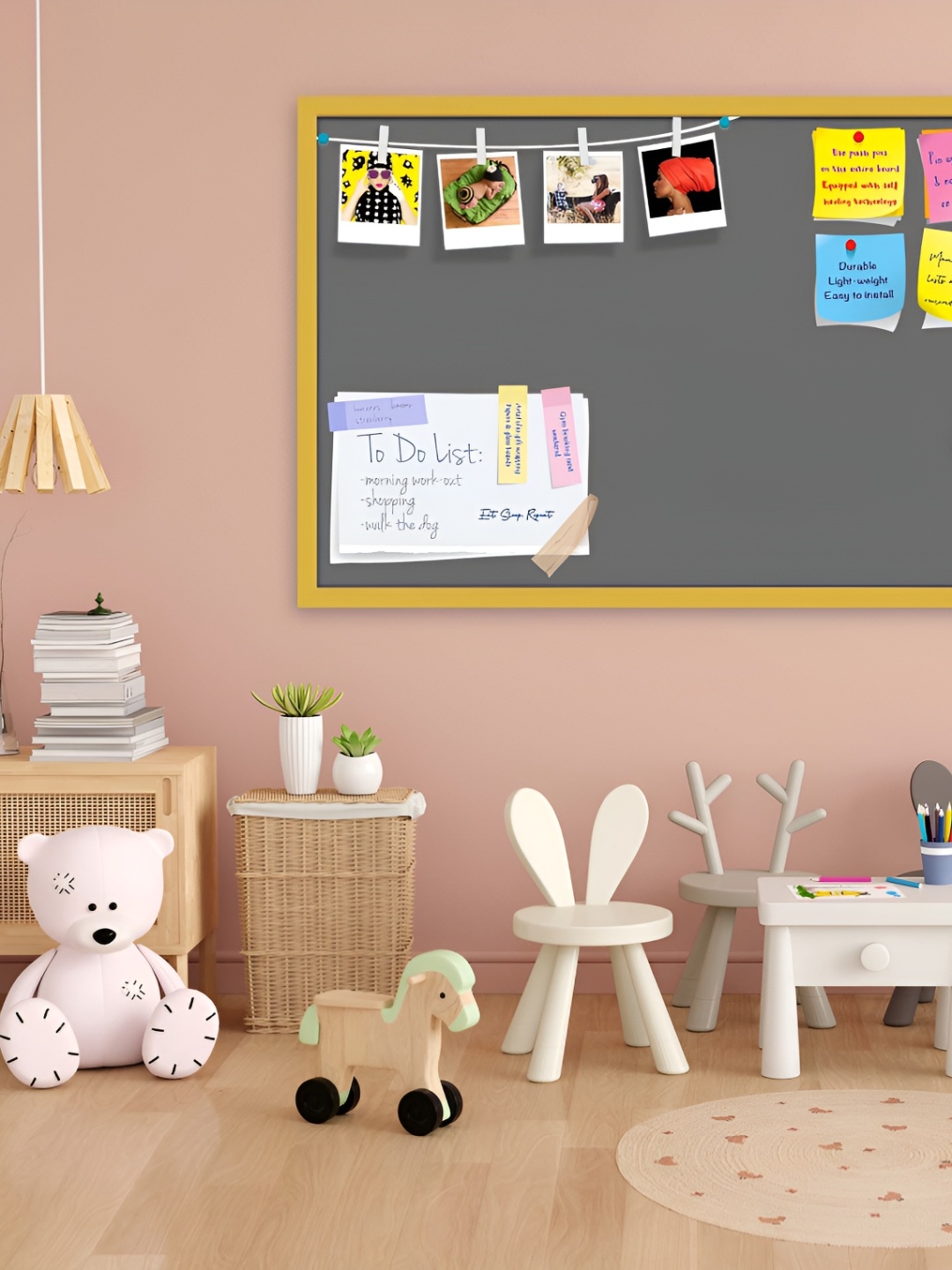 ArtzFolio Grey Wooden Bulletin Board With Sticky Note Wall Hanging Decor