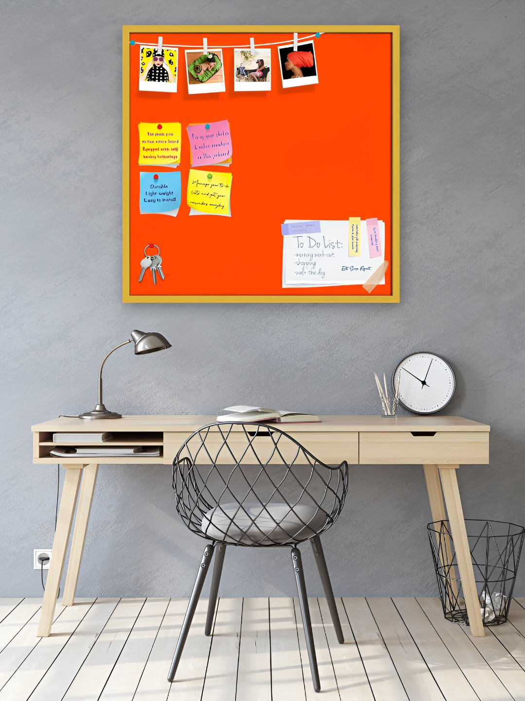 

ArtzFolio Orange Wooden Bulletin Board With Sticky Notes Wall Hanging Decor