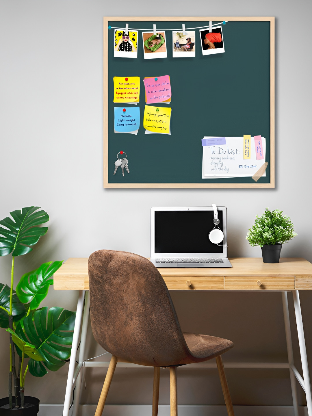 

ArtzFolio Brown & Grey Printed Wooden Bulletin Board With Sticky Notes