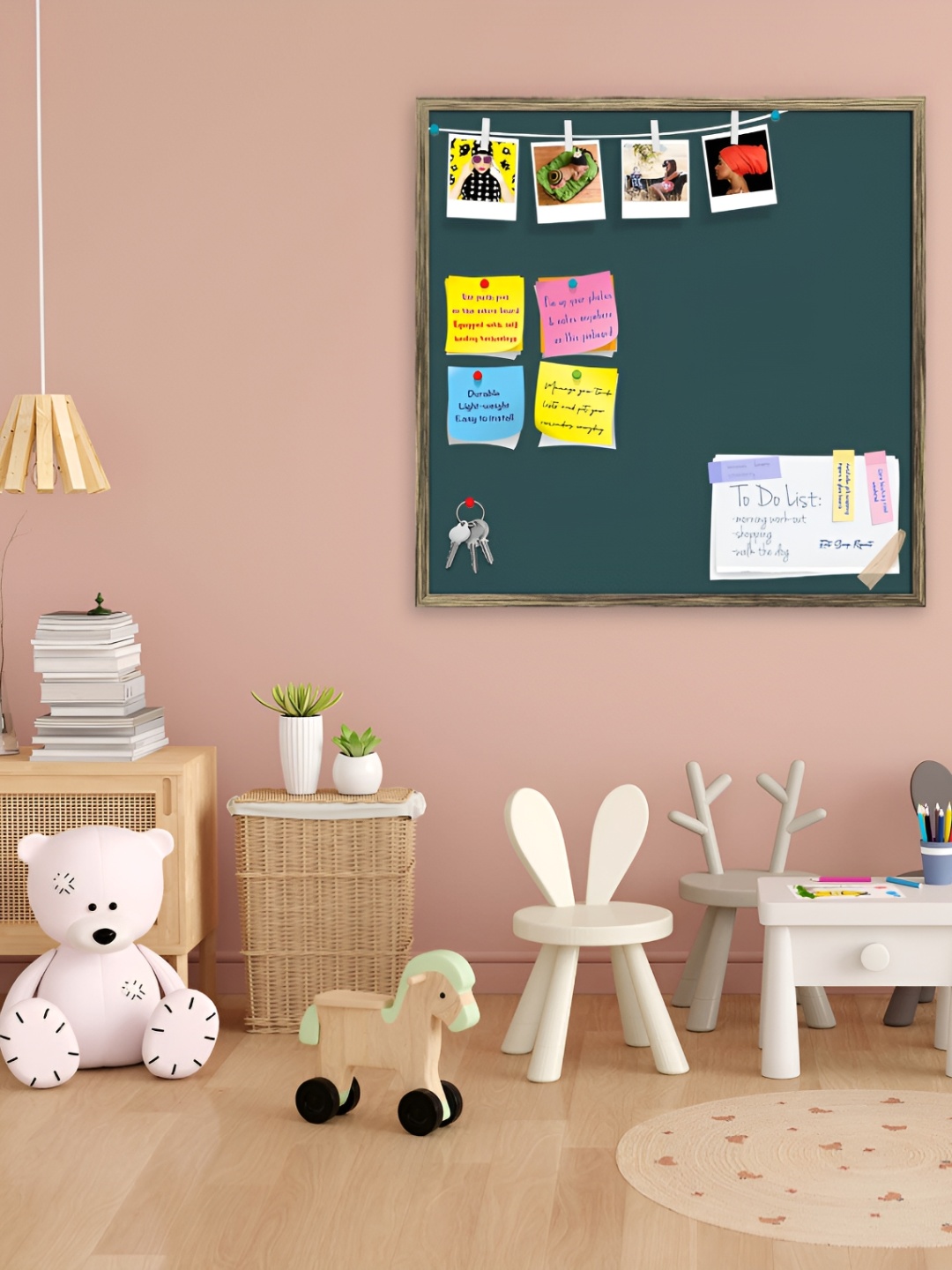 

ArtzFolio Grey Wooden Bulletin Board With Sticky Notes, Green