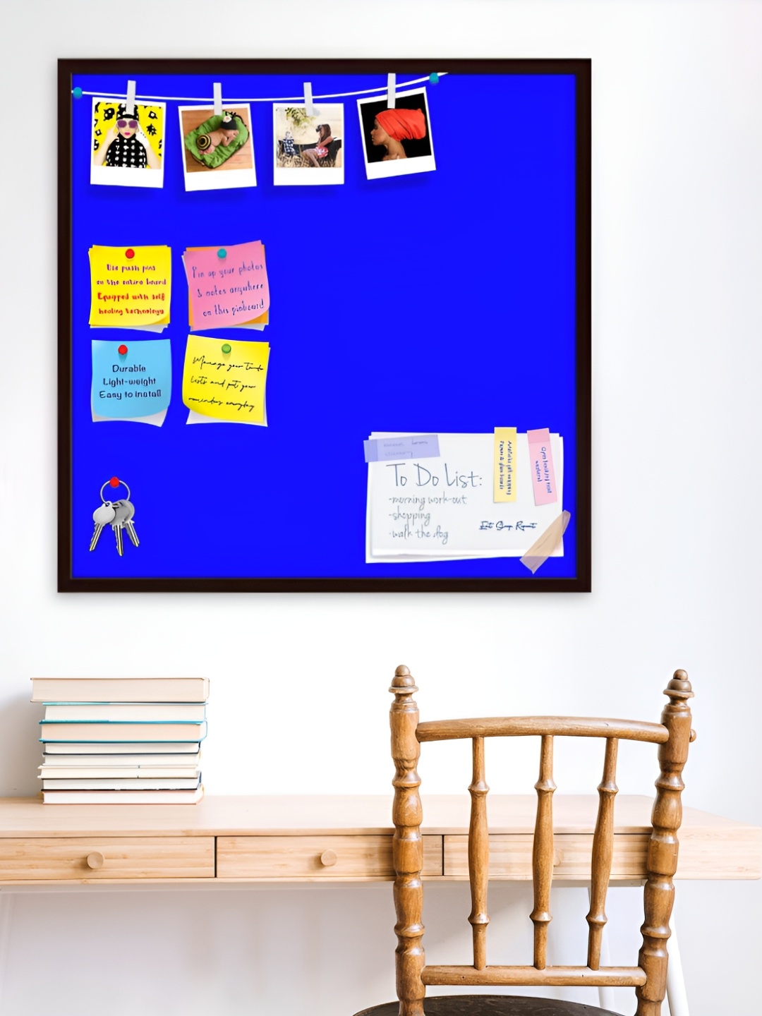 

ArtzFolio Brown & Blue Wood Bulletin Board With Sticky Notes