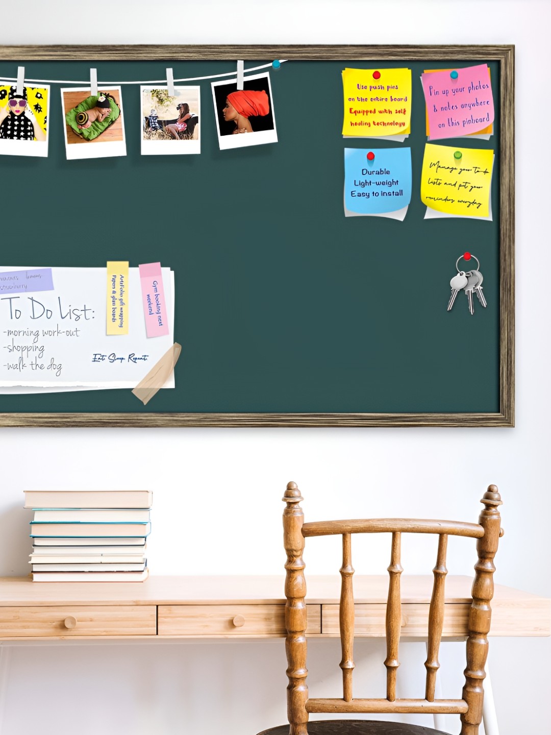 

ArtzFolio Grey Wooden Bulletin Board With Sticky Notes, Gold