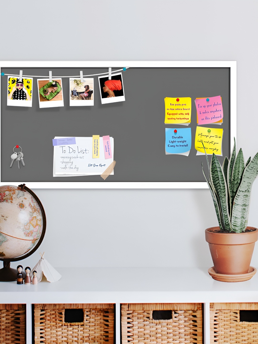 

ArtzFolio White & Grey Wooden Bulletin Board With Sticky Notes