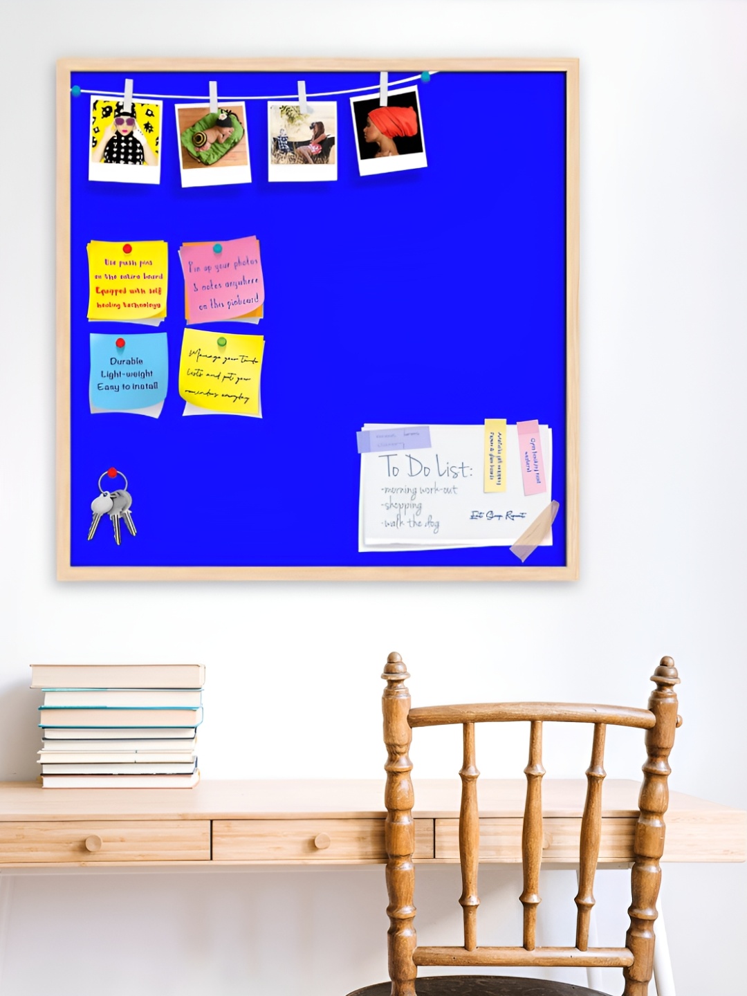 

ArtzFolio Brown & Blue Wooden Bulletin Board With Sticky Notes
