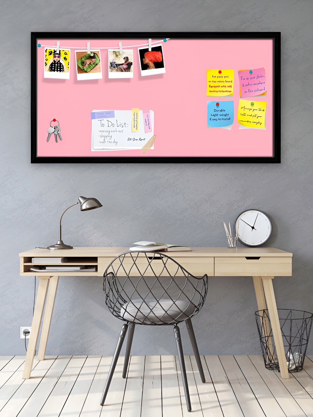 

ArtzFolio Black & Pink Printed Wooden Bulletin Board With Sticky Notes