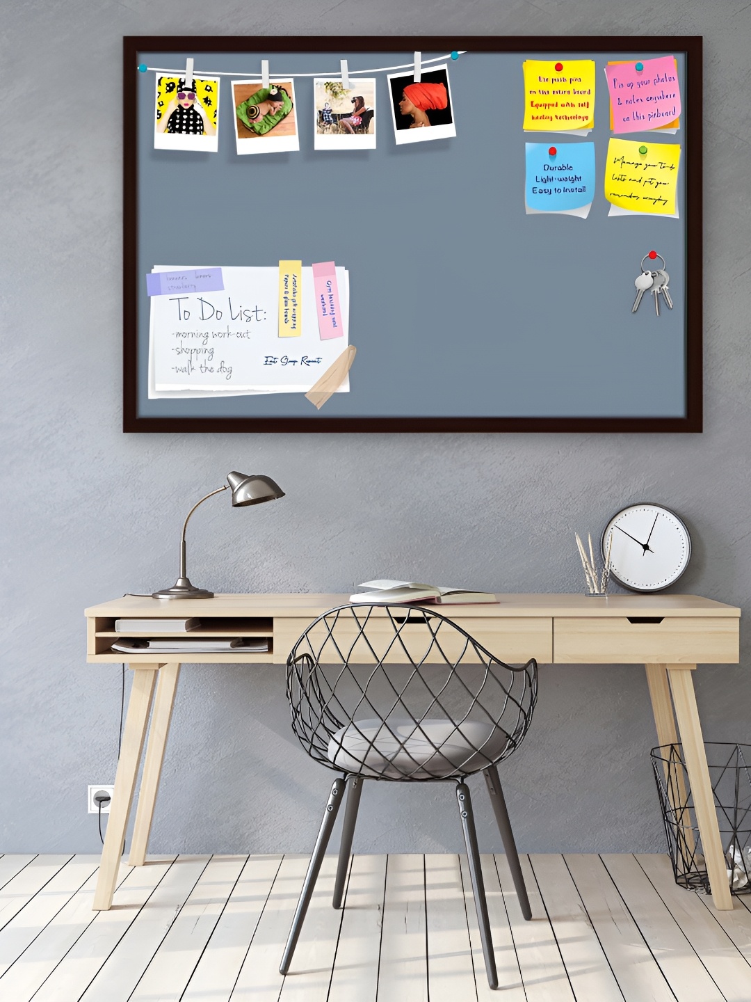 

ArtzFolio Brown & Grey Wooden Bulletin Board Wall Decor