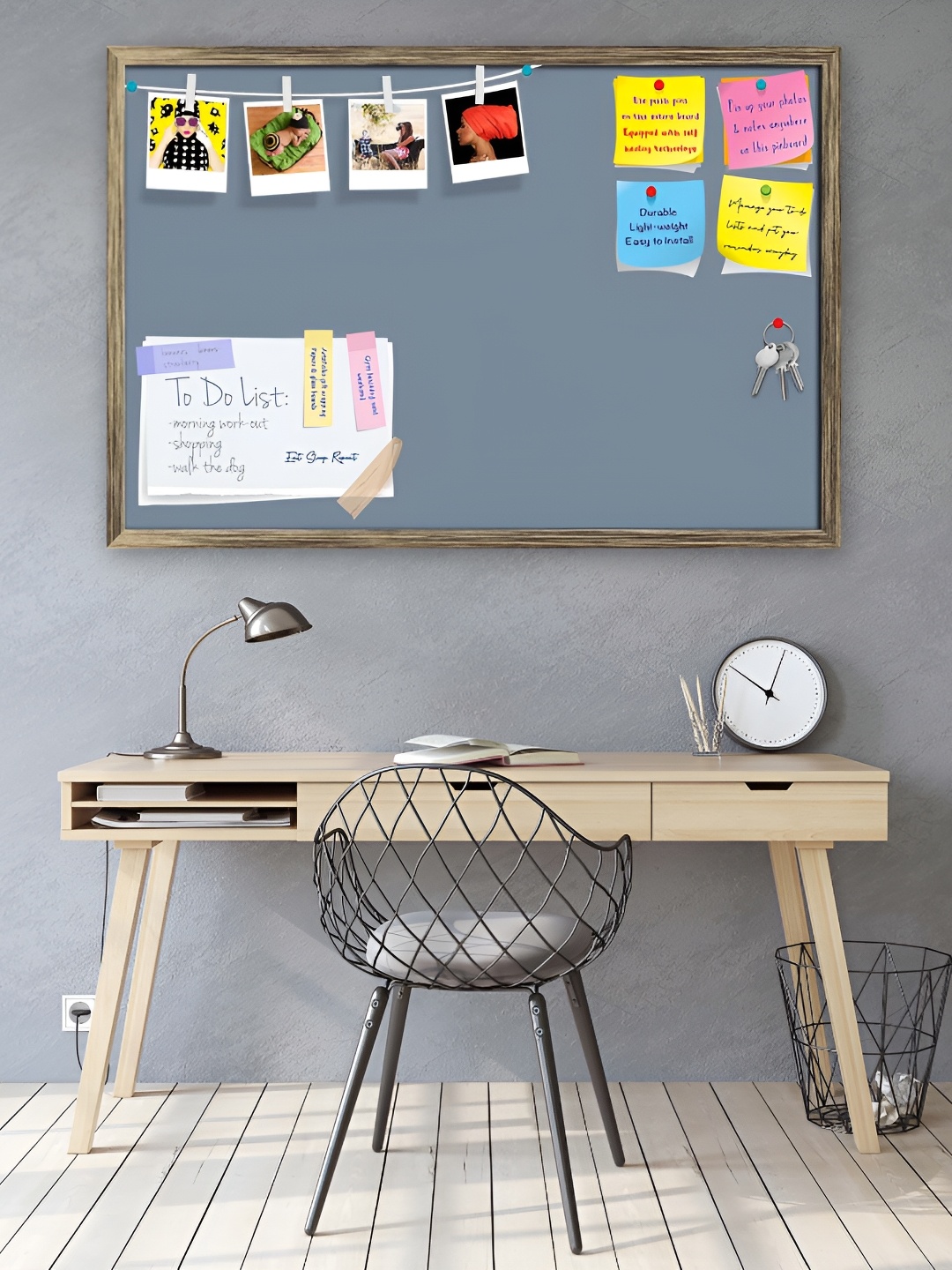 

ArtzFolio Grey Wooden Bulletin Board, Gold