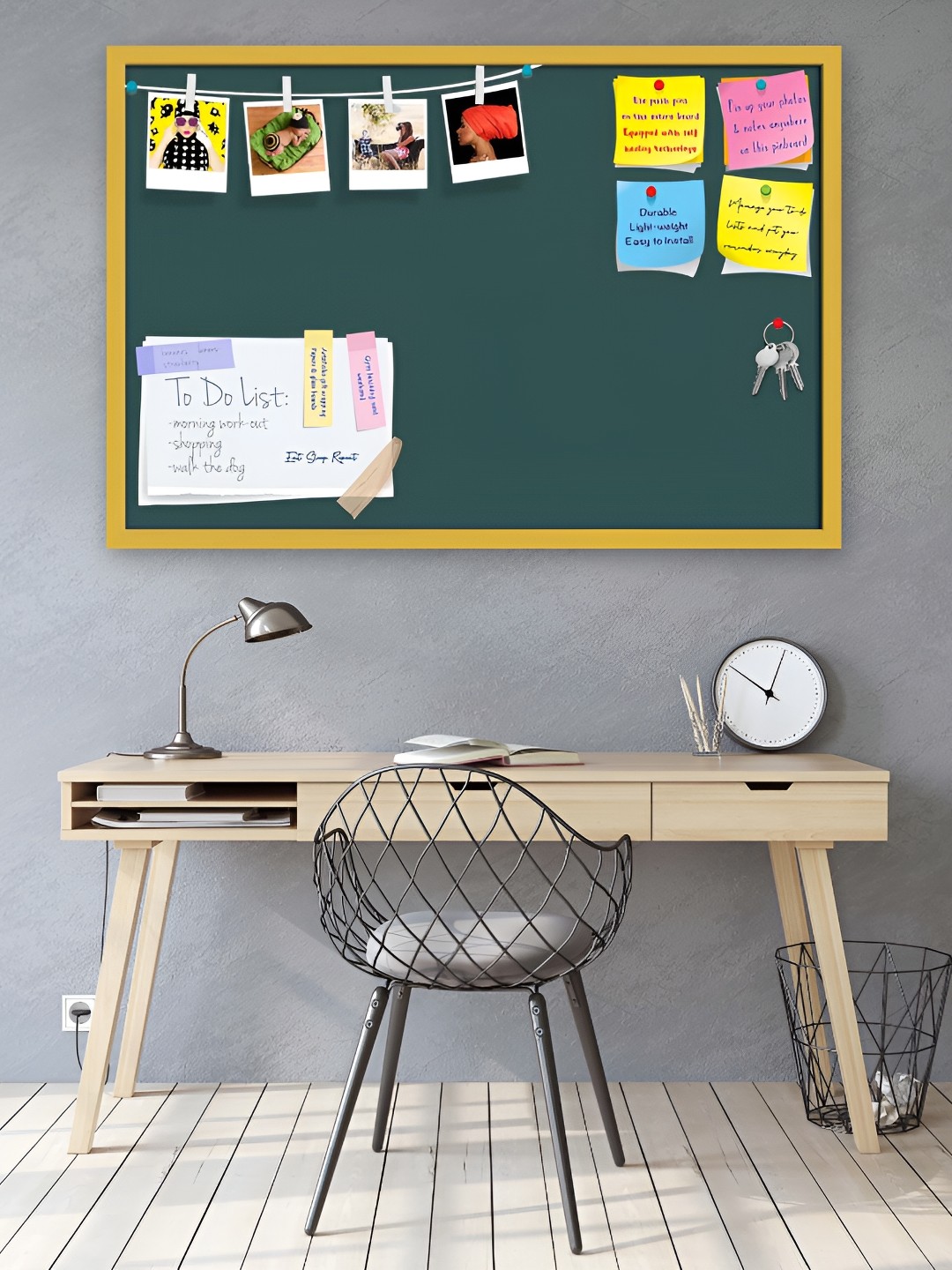

ArtzFolio Grey Wooden Bulletin Board With Sticky Notes