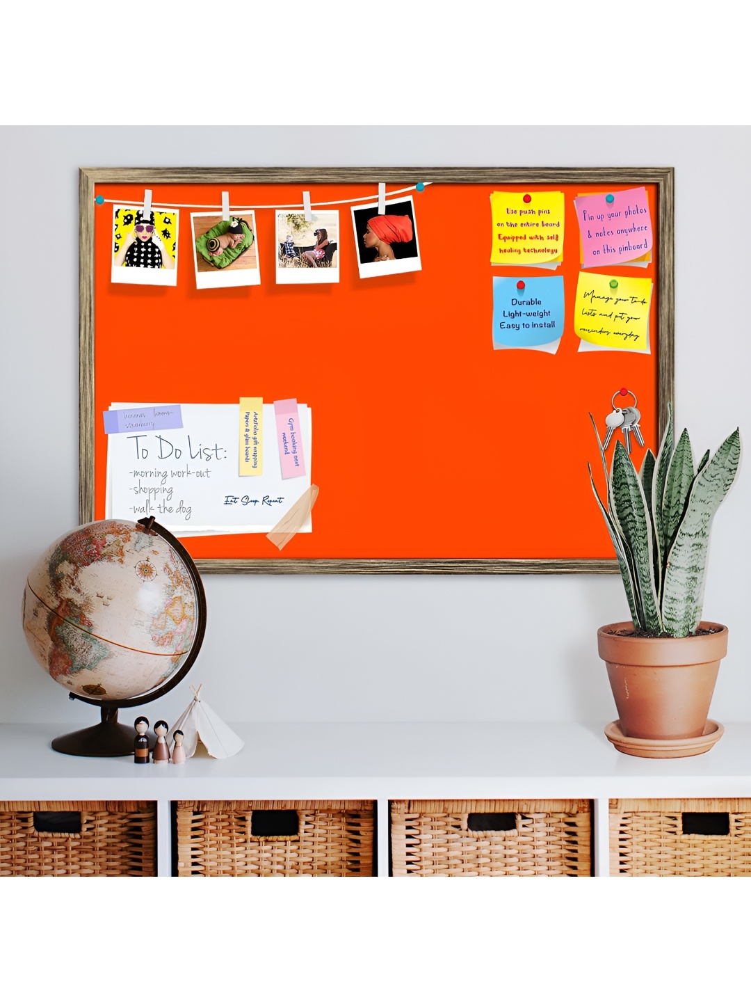 

ArtzFolio Orange Coloured Wooden Bulletin Board With Sticky Note