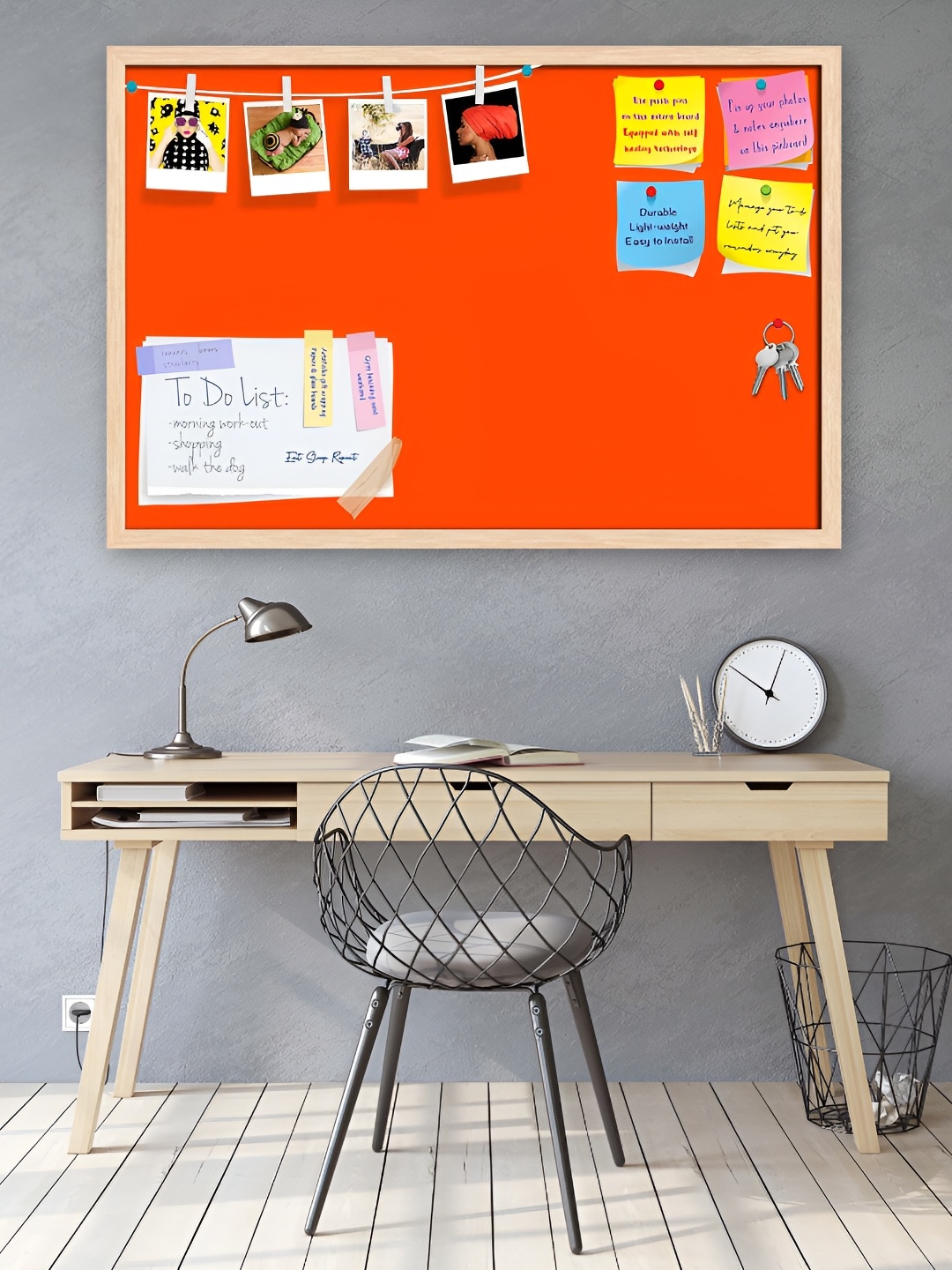 

ArtzFolio Brown & Orange Wooden Bulletin Board With Sticky Wall Hangings Decor